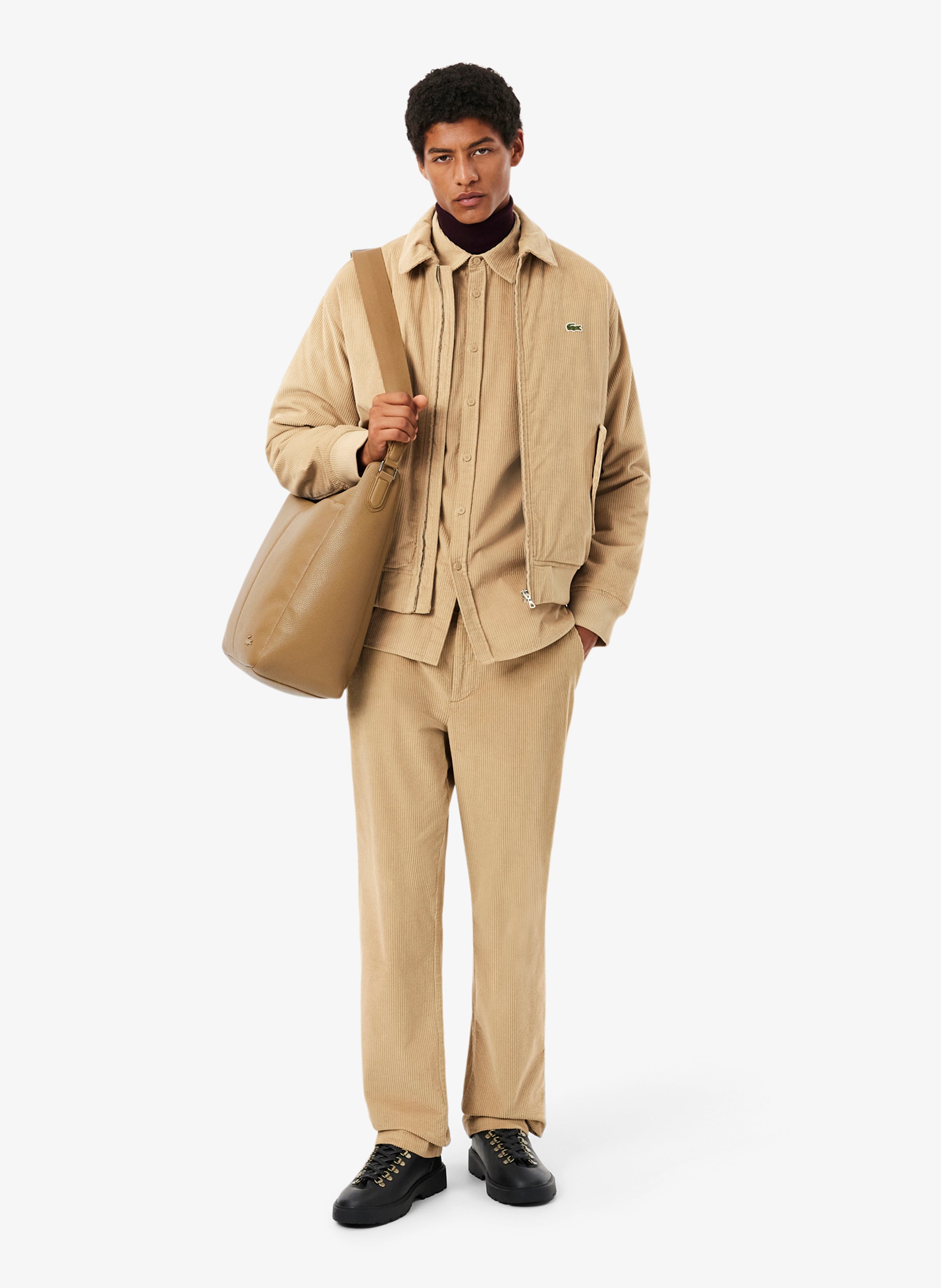 Rechte broek van ribkatoen LACOSTE Beige