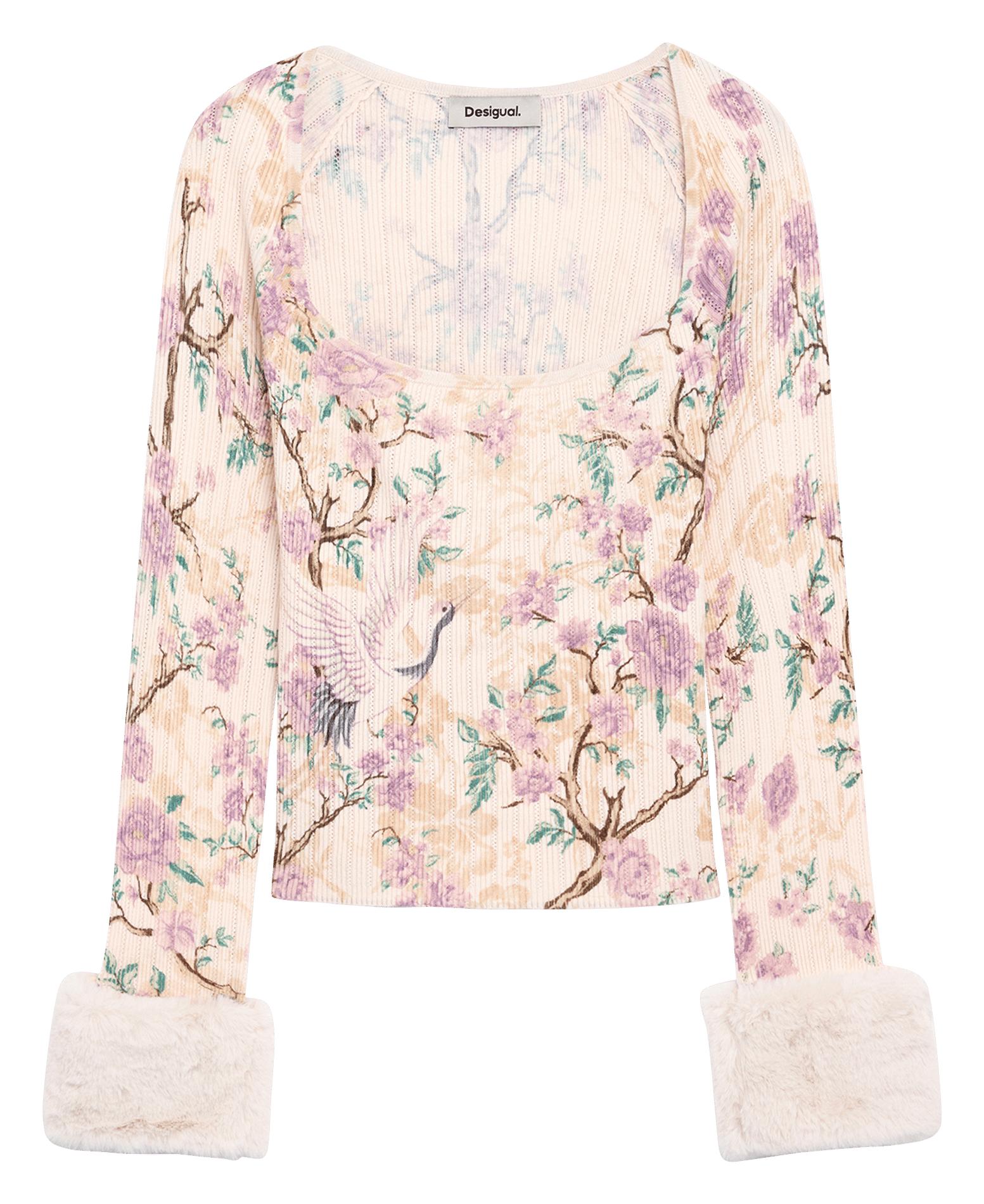 Top met print en lange mouw DESIGUAL Wit