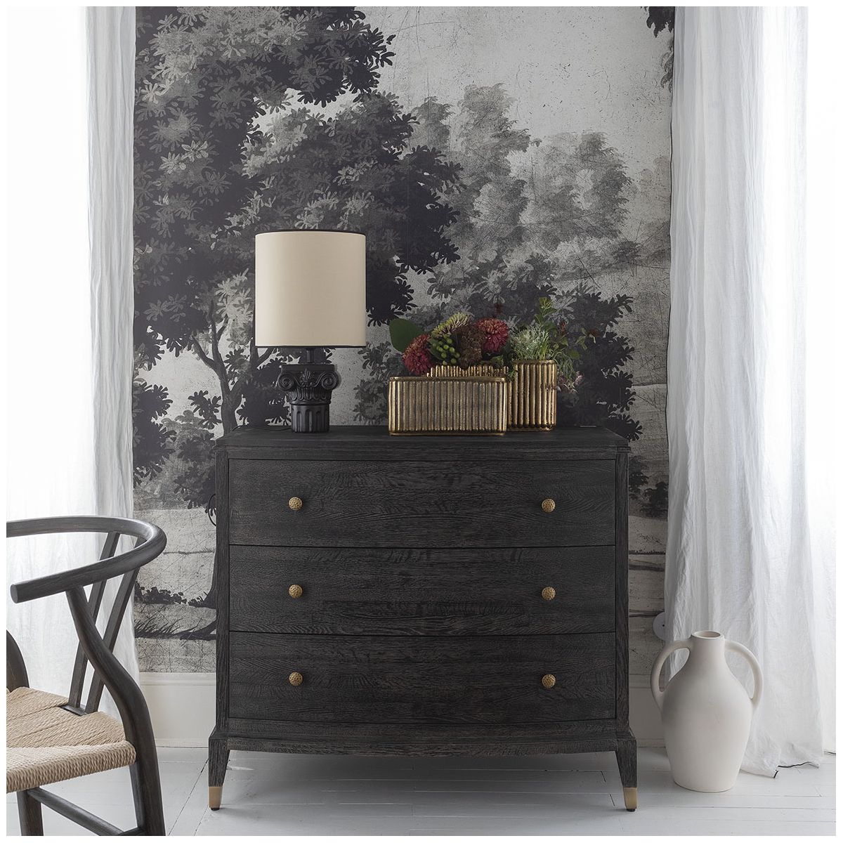 Metal vase with antique brass finish - large size BLANC D'IVOIRE Golden