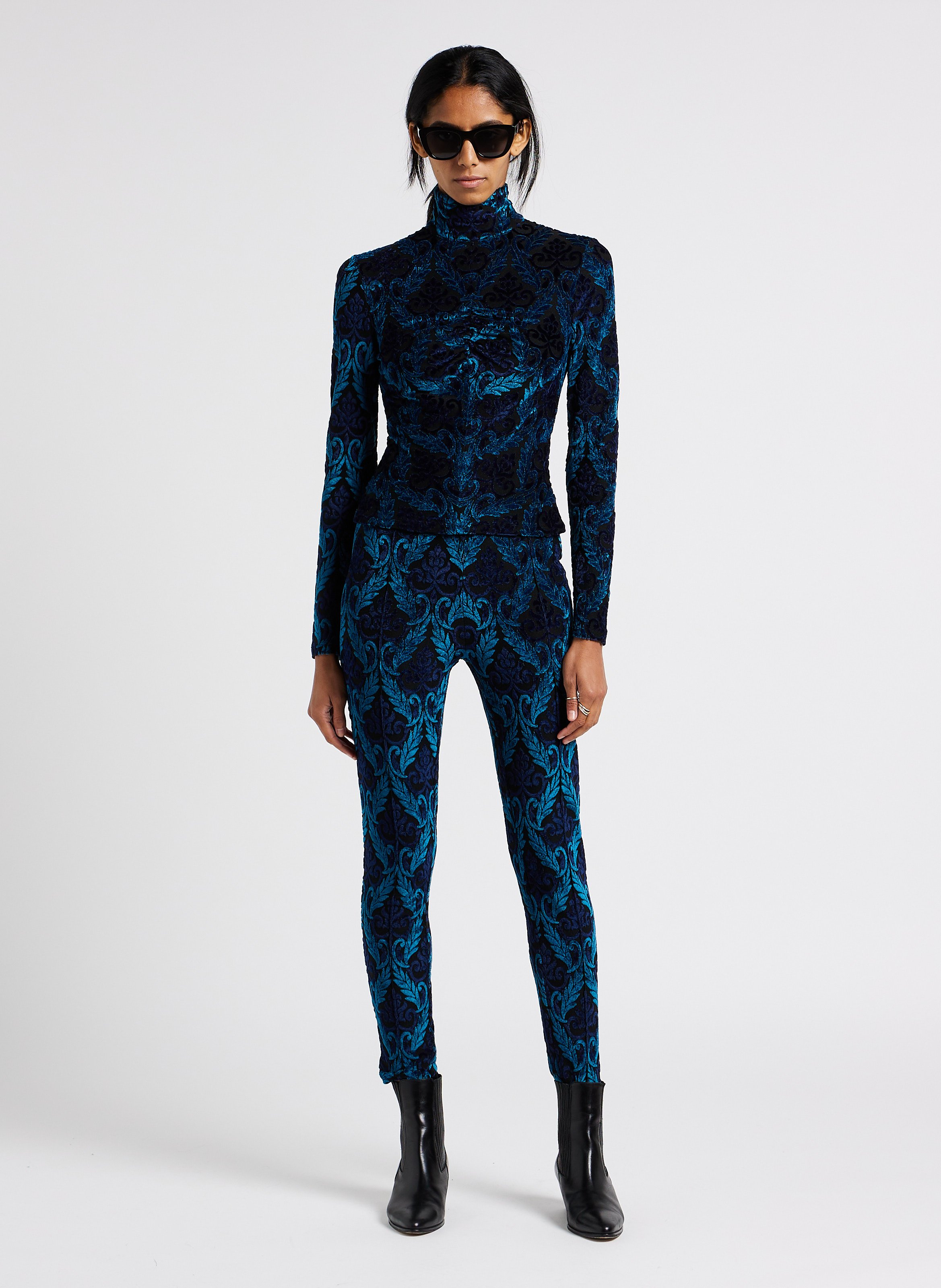 Top moulant texturé à col montant  SONIA RYKIEL Bleu