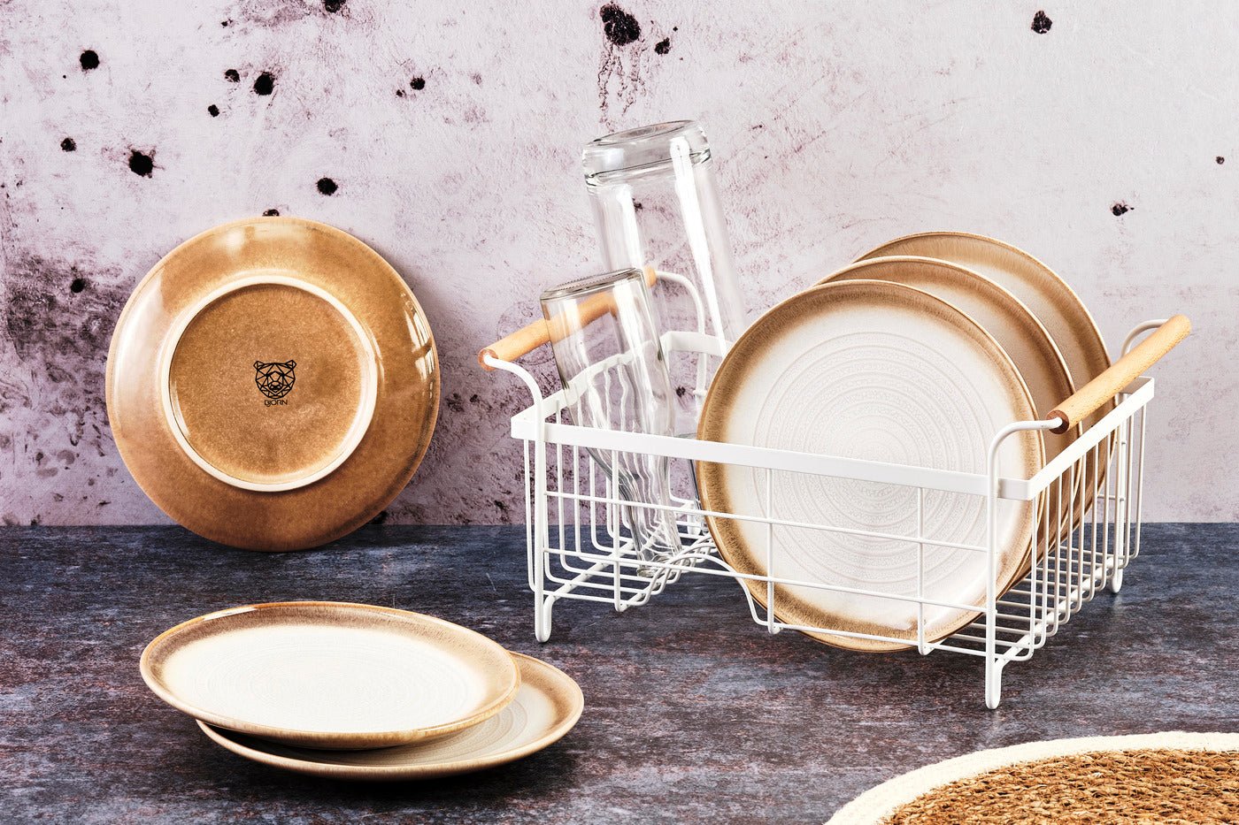 Cosmos plate ø21.5cm - 6 pieces - azure BJORN Beige