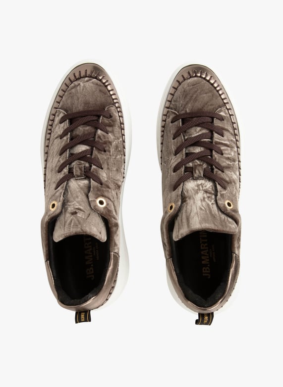 Beige Low top leather mix sneakers