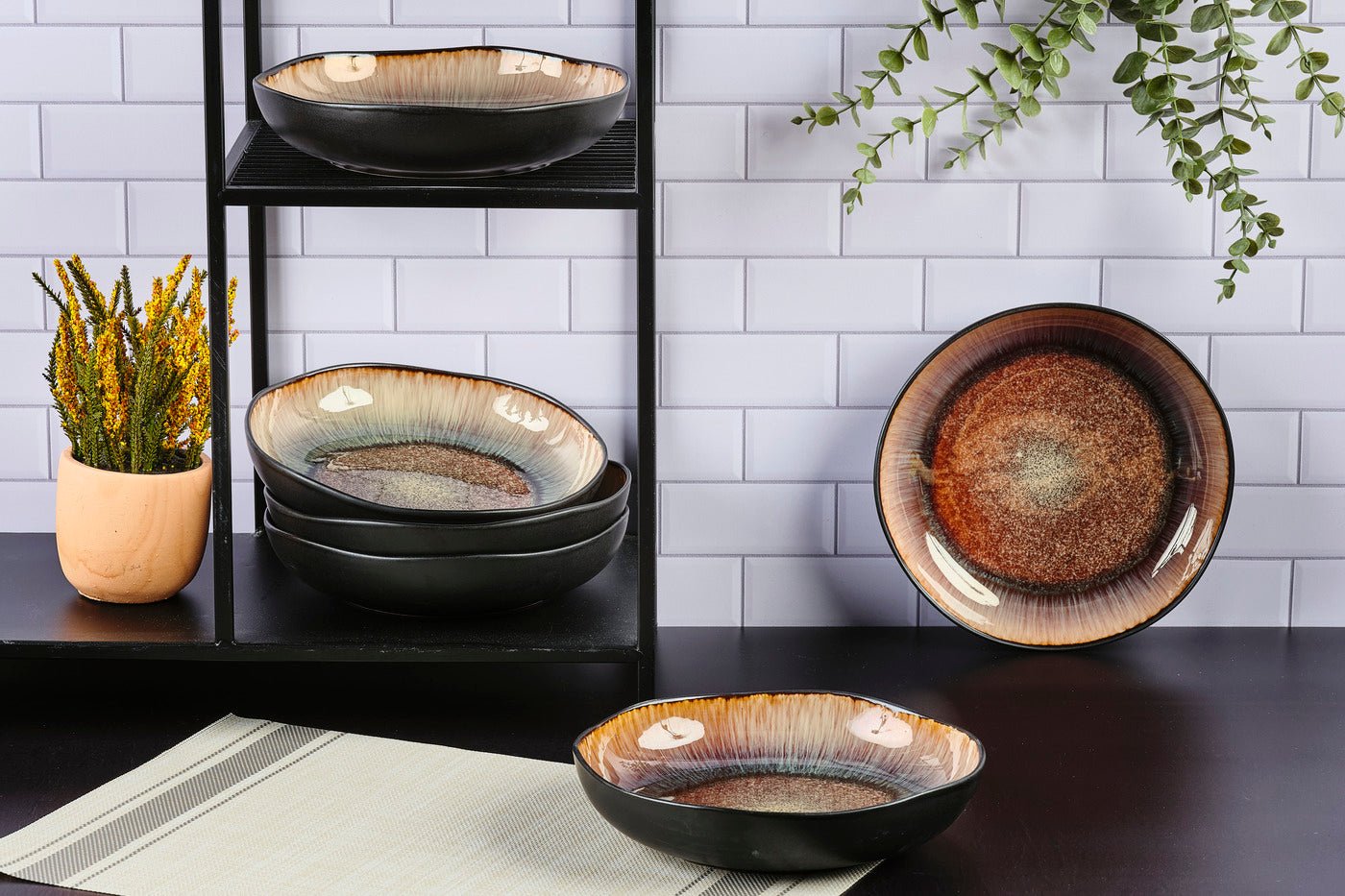 Deep plate iris ø22.5cm - 6 pieces - wild brown BJORN Brown