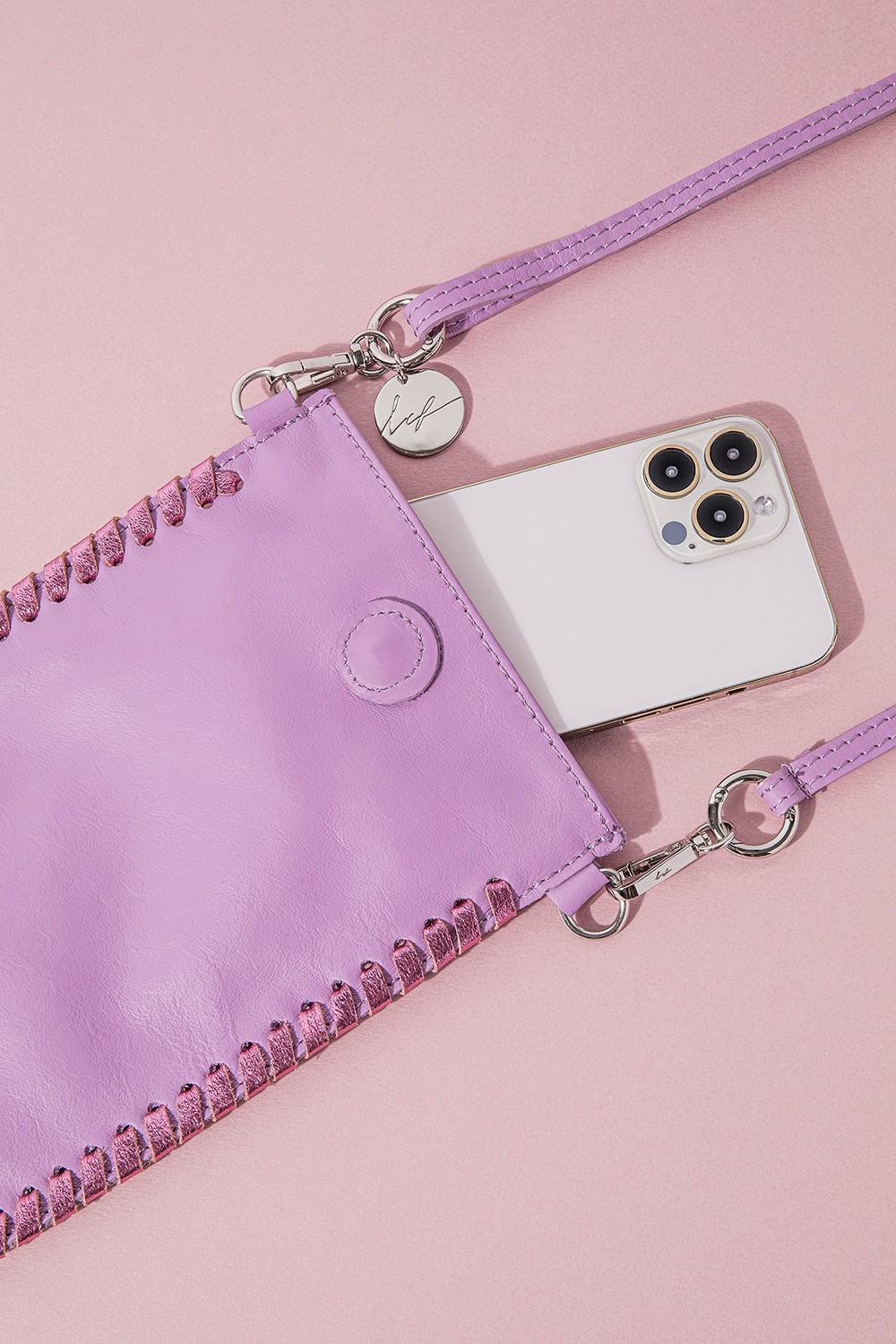 Pochette bandoulière en cuir LA COQUE FRANCAISE Violet