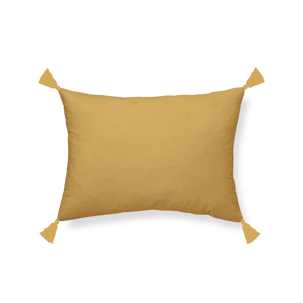Removable pom-pom cushion in cotton gauze TODAY LINGE DE MAISON Yellow