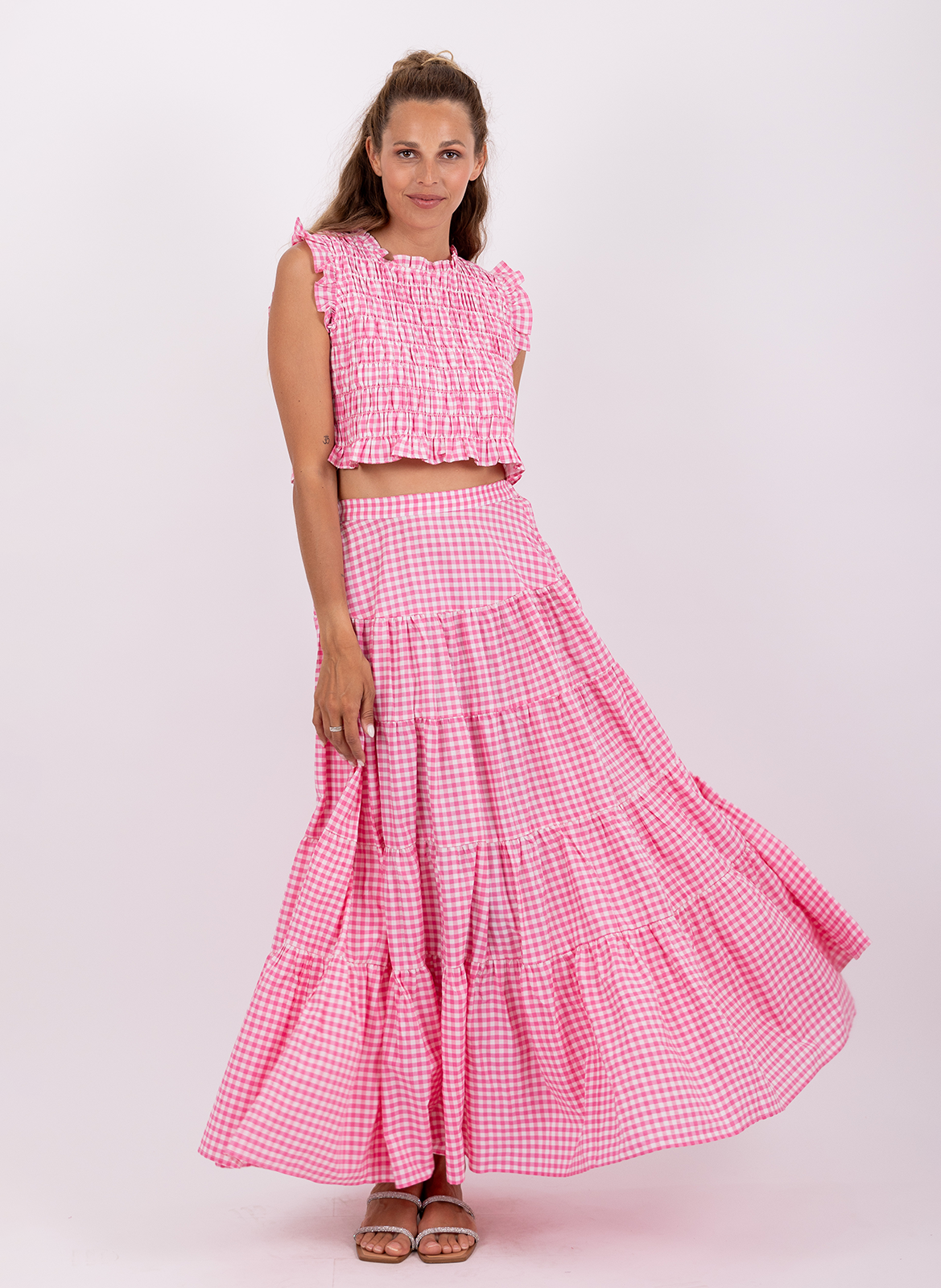 Top droit col rond en coton mélangé SUNDRESS Rose