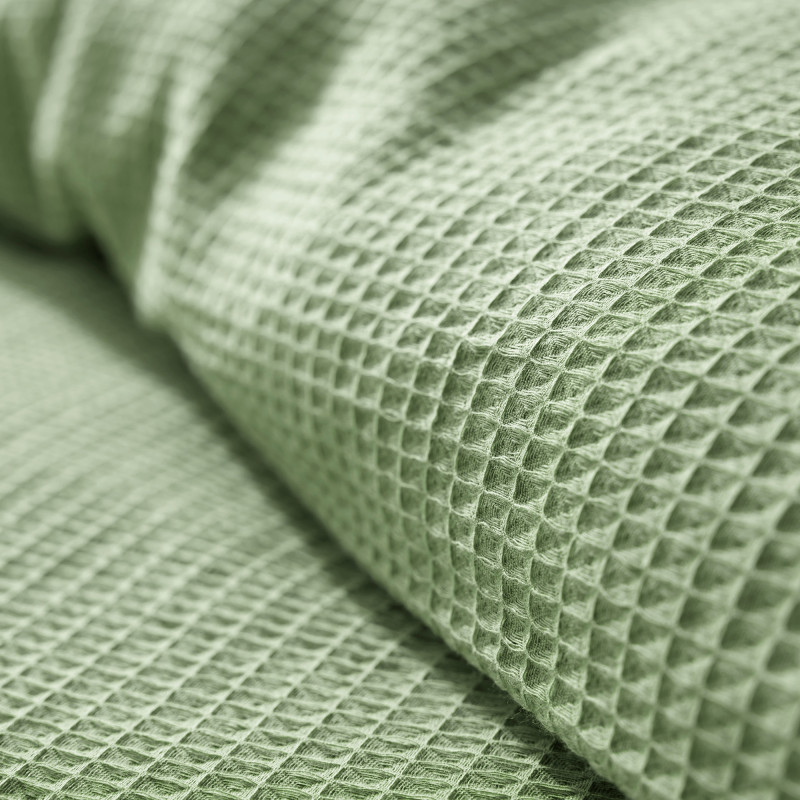 Honeycomb Duvet Cover Set 140 x 200 for Single Bed COTON PUR Green
