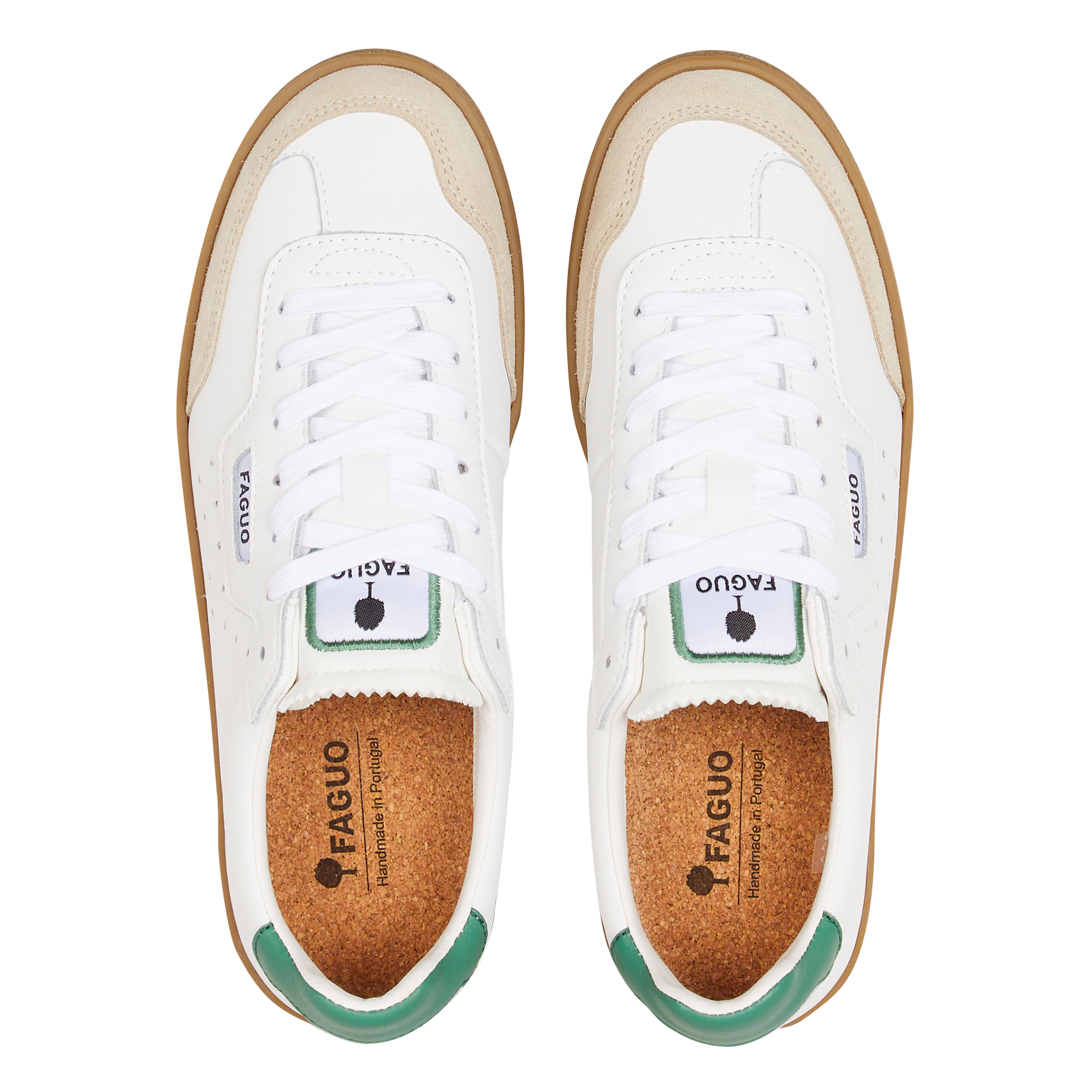 Lage baskets van leermix Wit