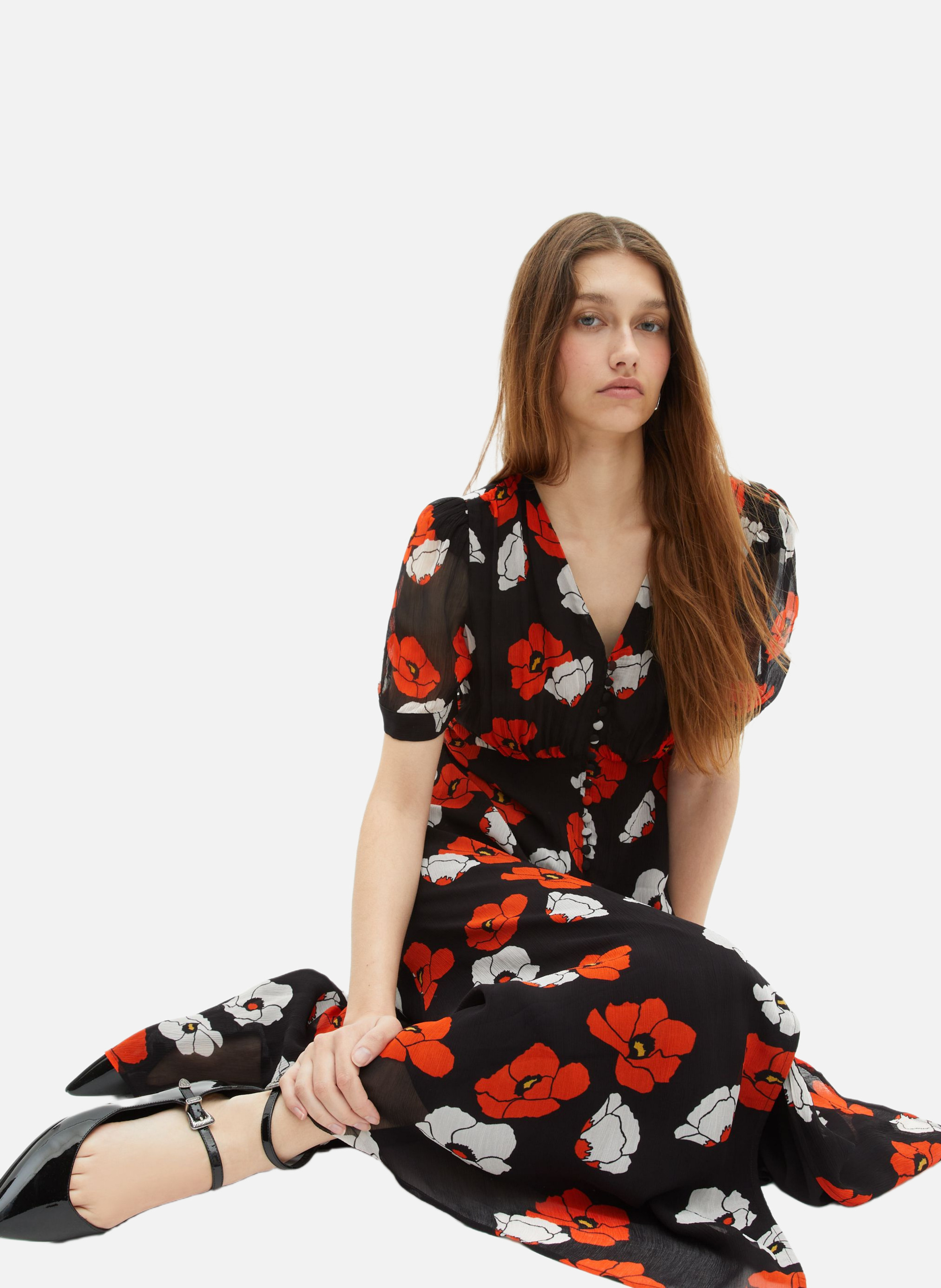 Floral print long dress THE KOOPLES Black