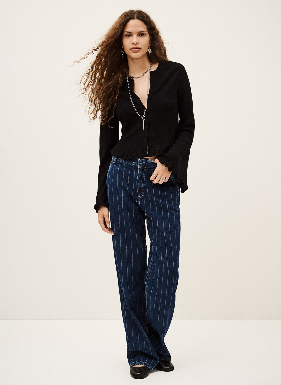 Recht, katoenen vest met ronde hals BA&SH Zwart