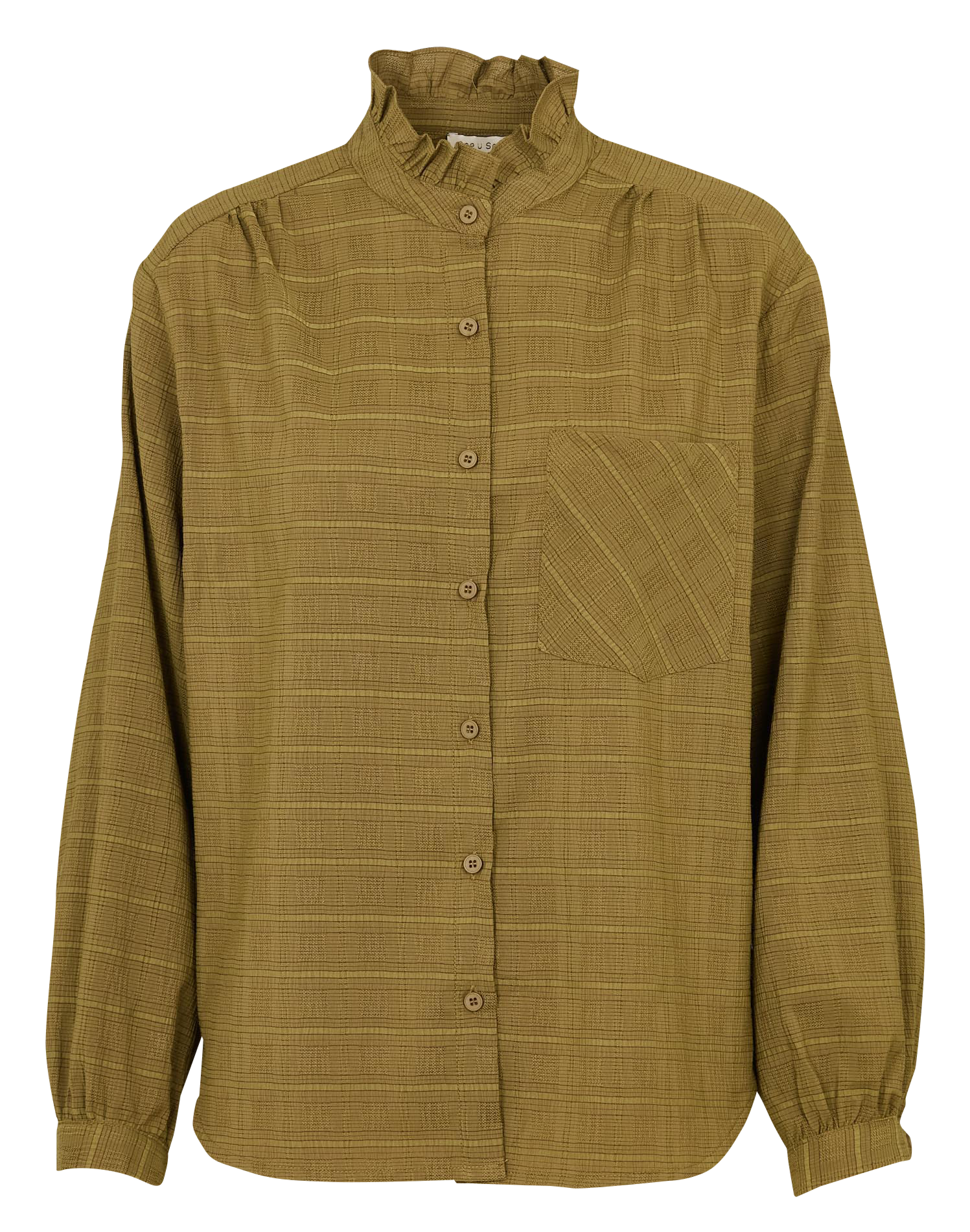 Chemise oversize col mao volanté SEE U SOON Kaki