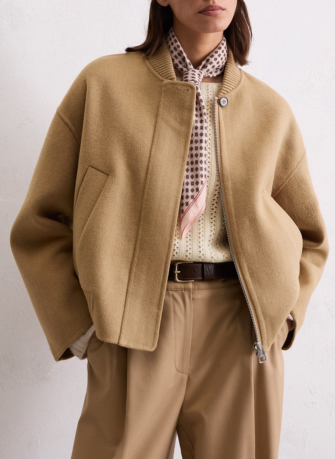 Rechte effen wollen mix blouson MARC O'POLO Beige