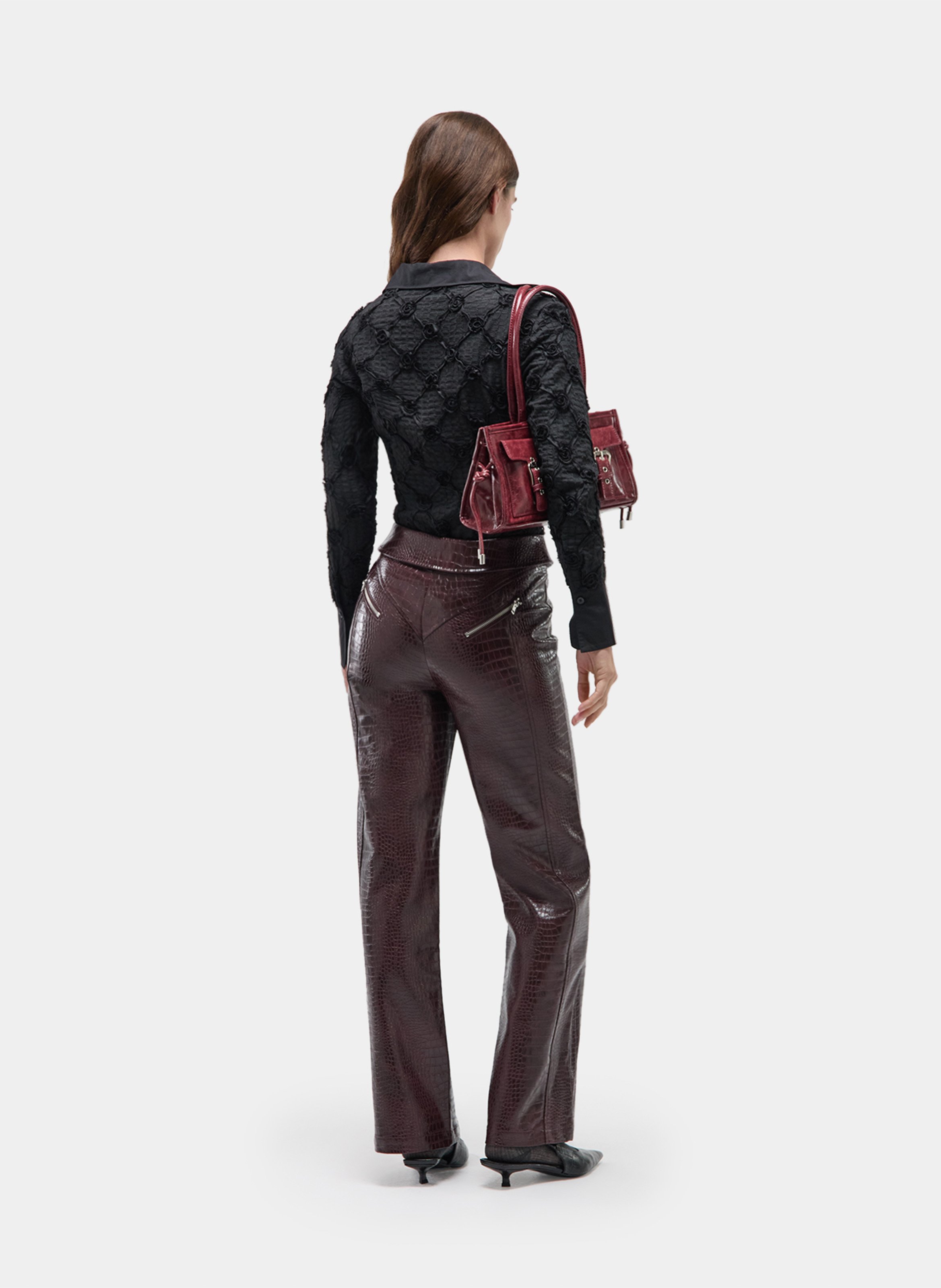 Leather-effect straight-leg pants LAAGAM Red
