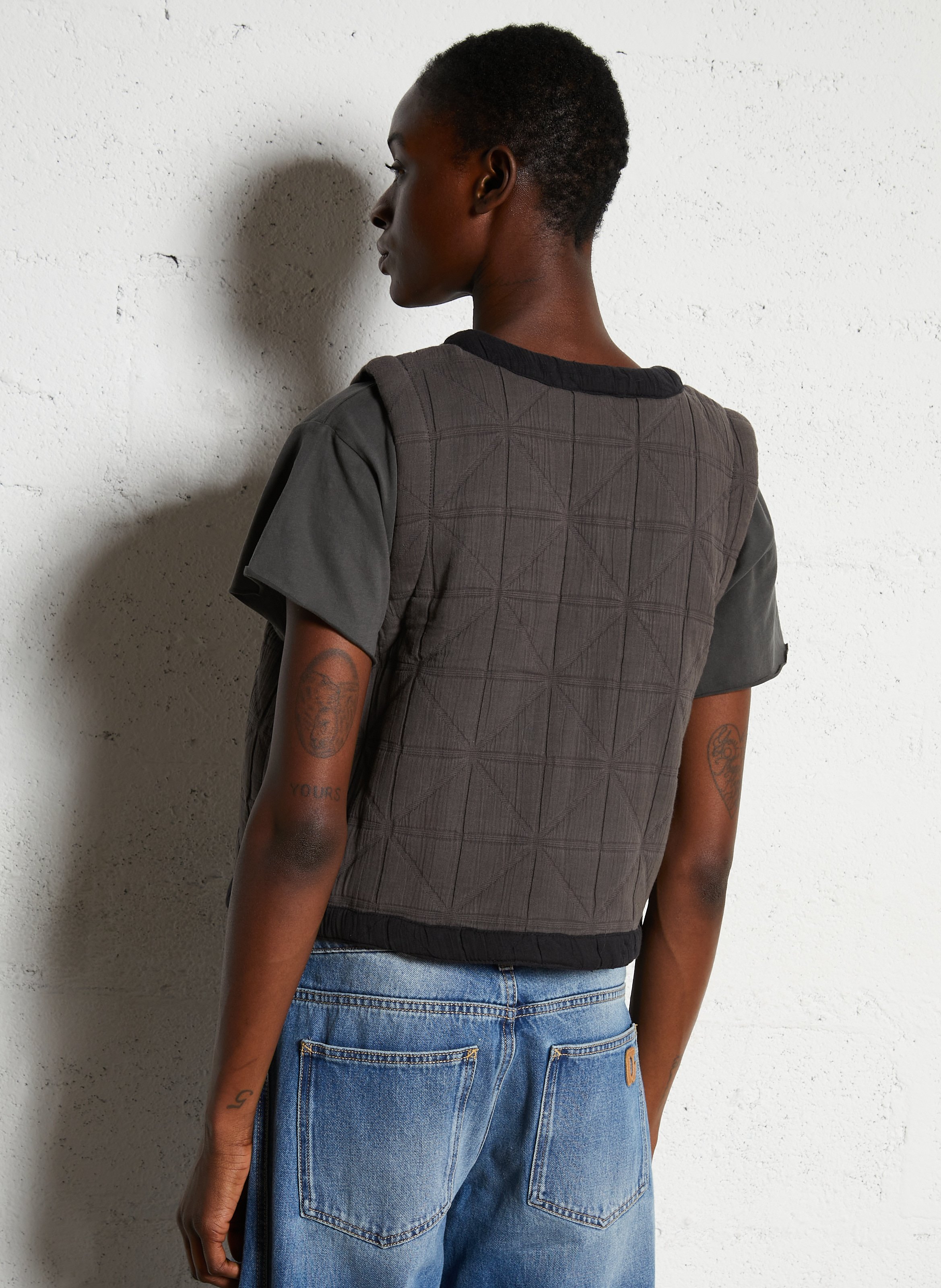 Veste droite matelassée en coton LEON & HARPER Gris