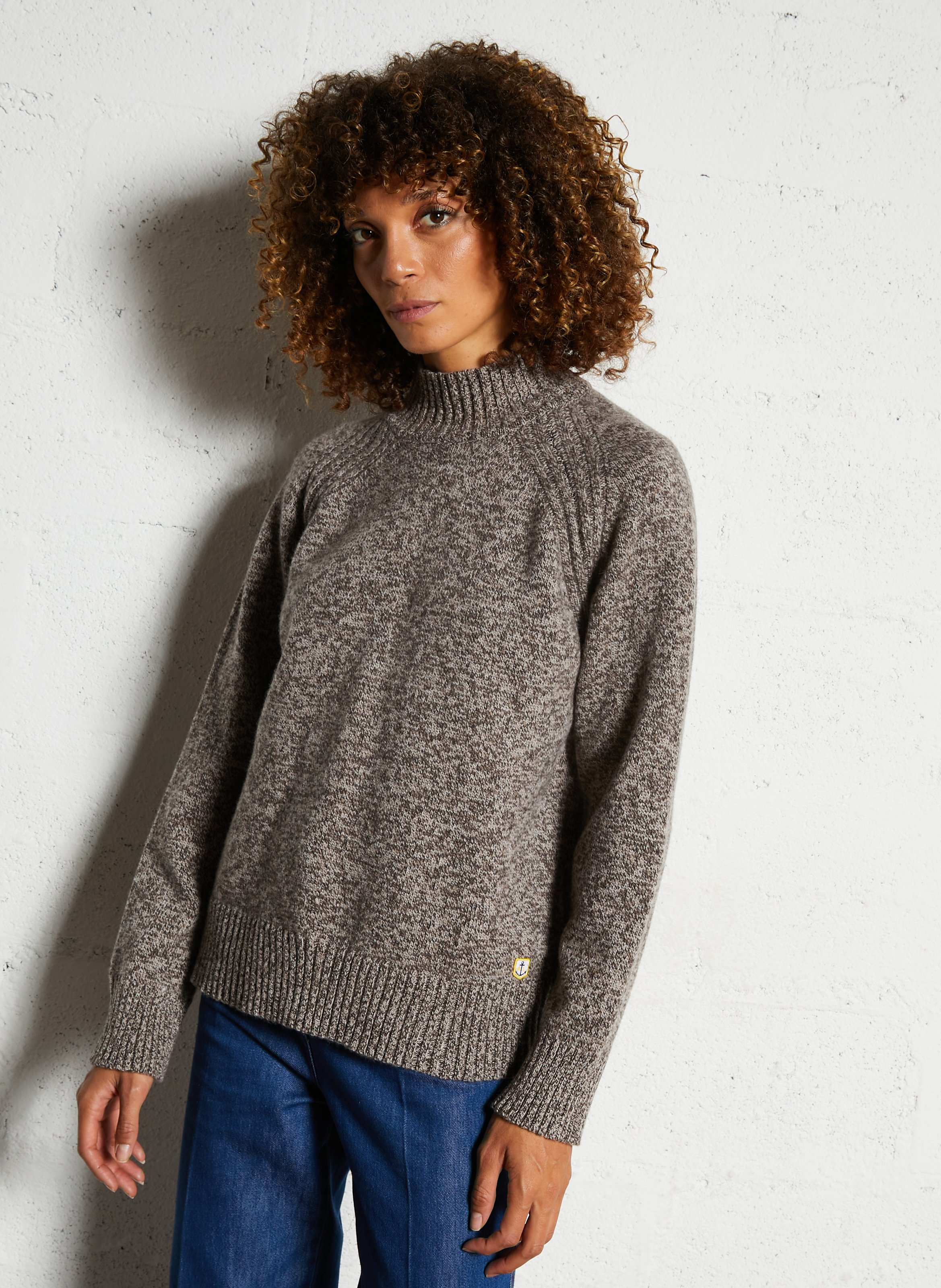 Pull droit col montant en laine ARMOR LUX Gris