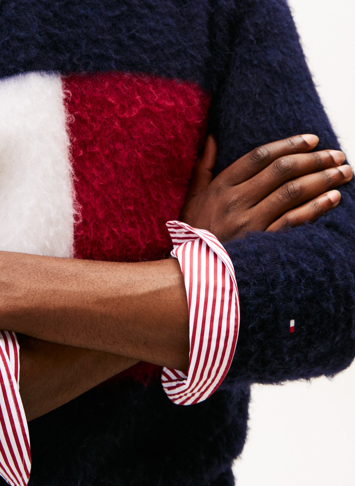 Fluffy straight wool blend logo sweater TOMMY HILFIGER Blue