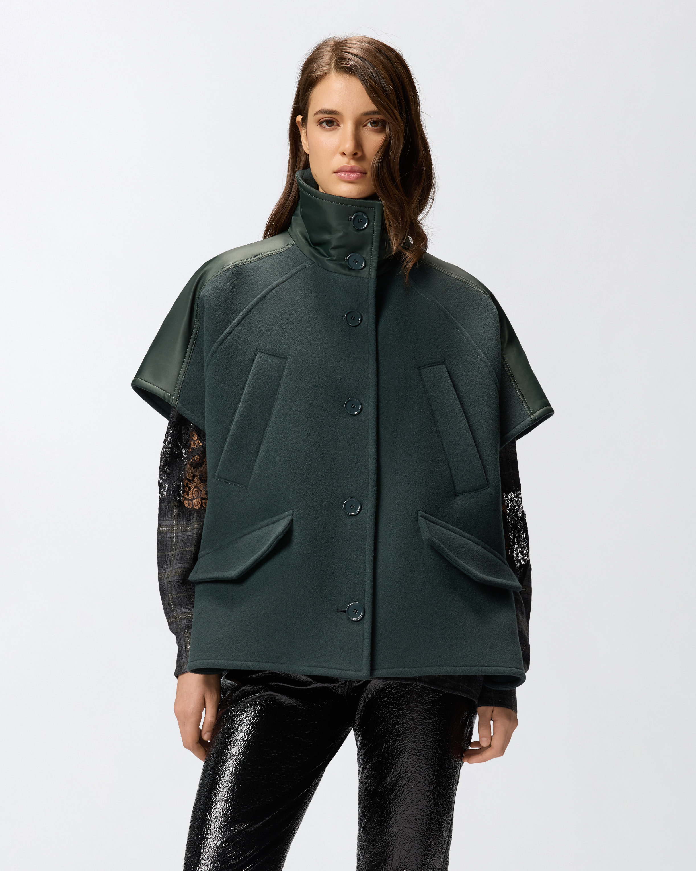 High-neck wool cape PINKO