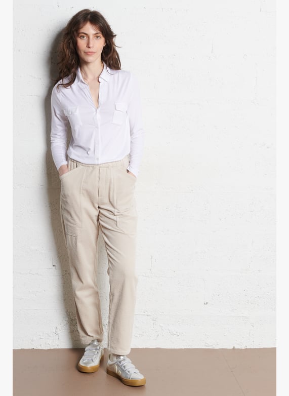 Pantalon droit en coton | Blanc by LE TEMPS DES CERISES Pantalon droit en coton Blanc
