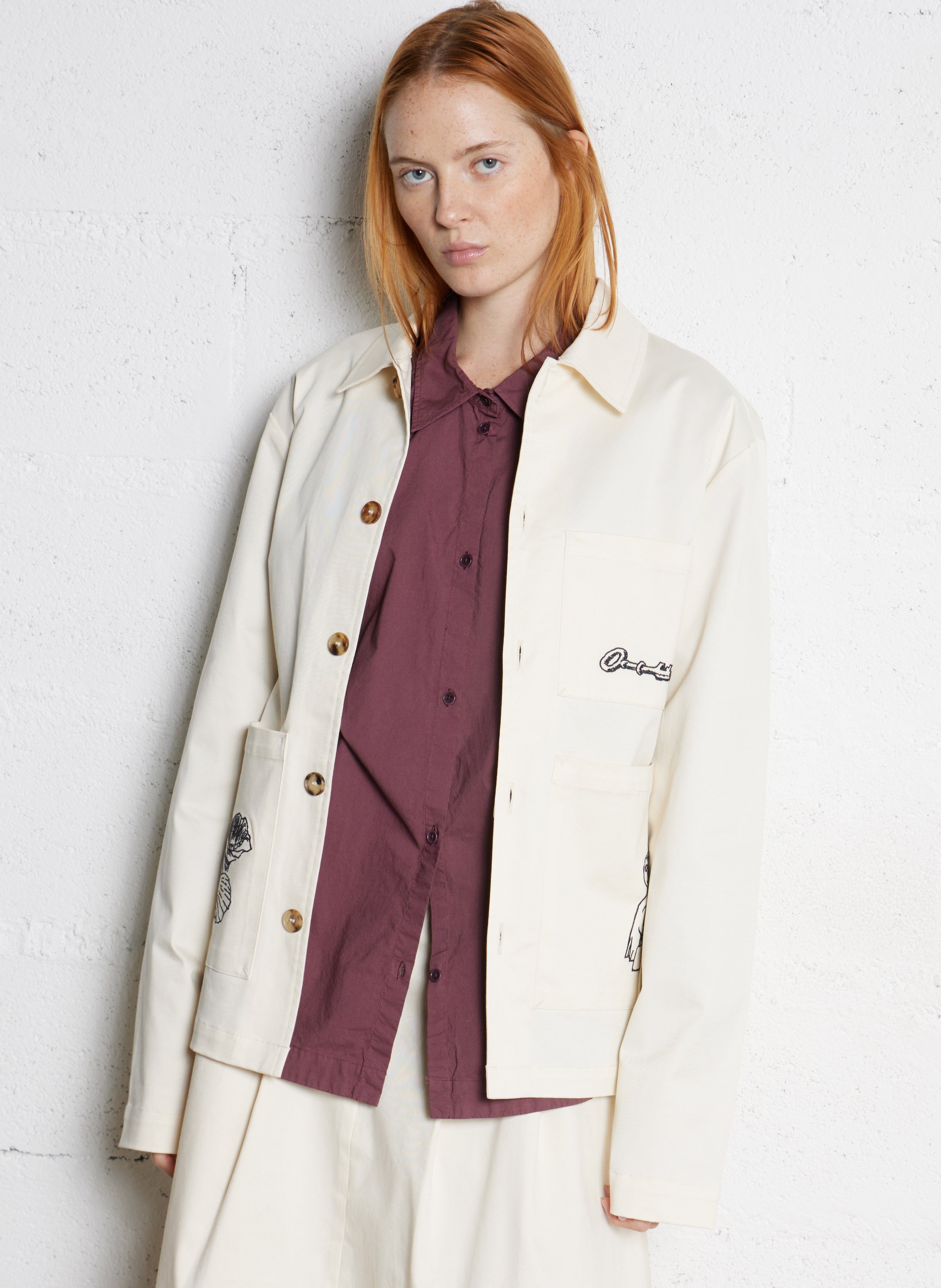 Jas van katoenmix met klassieke kraag RUE DE TOKYO Wit