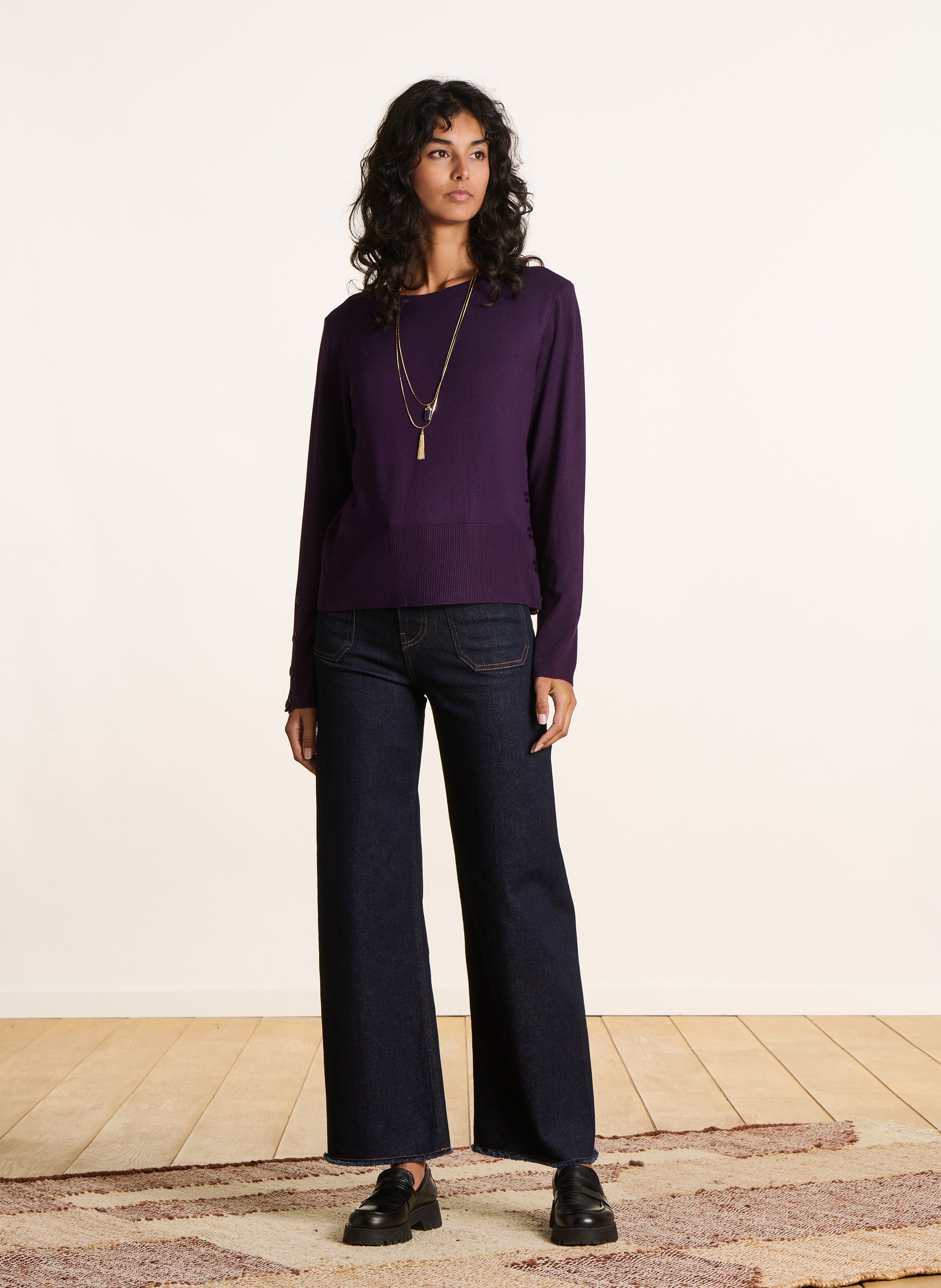 Round-neck straight sweater LA FEE MARABOUTEE Purple