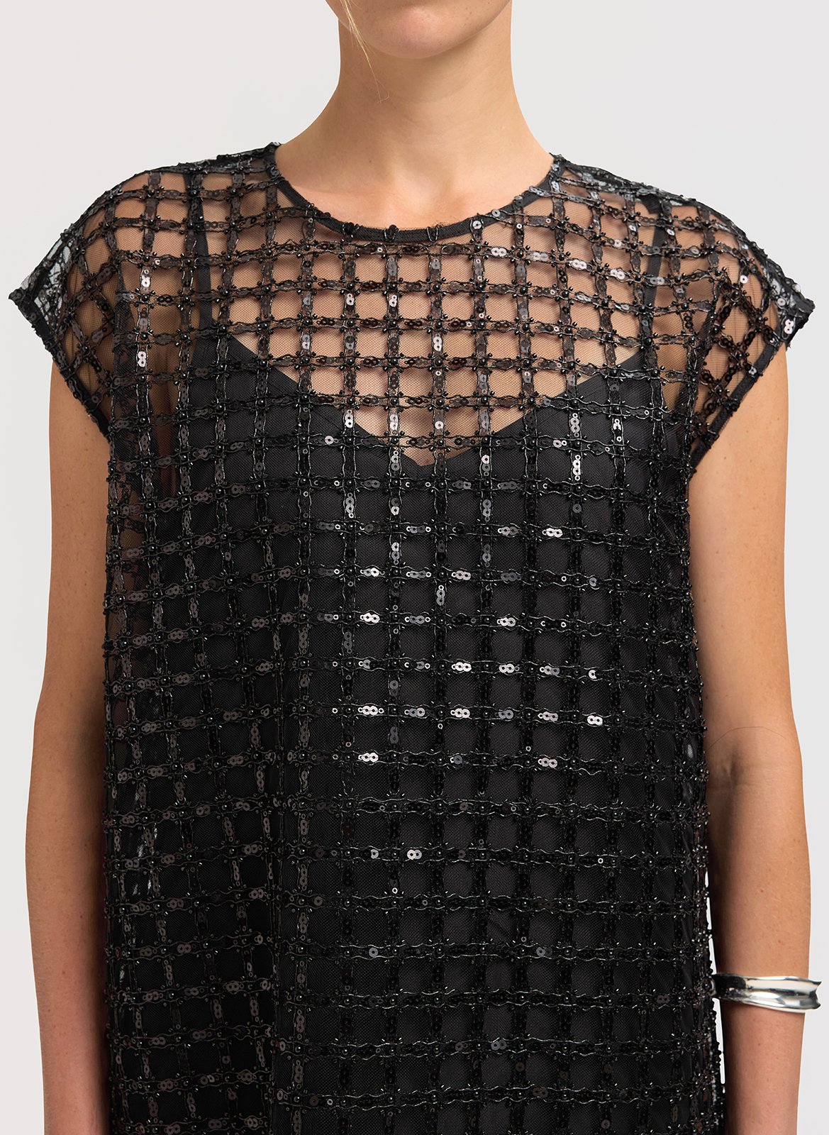 Short dress with rhinestones SELECTED Black