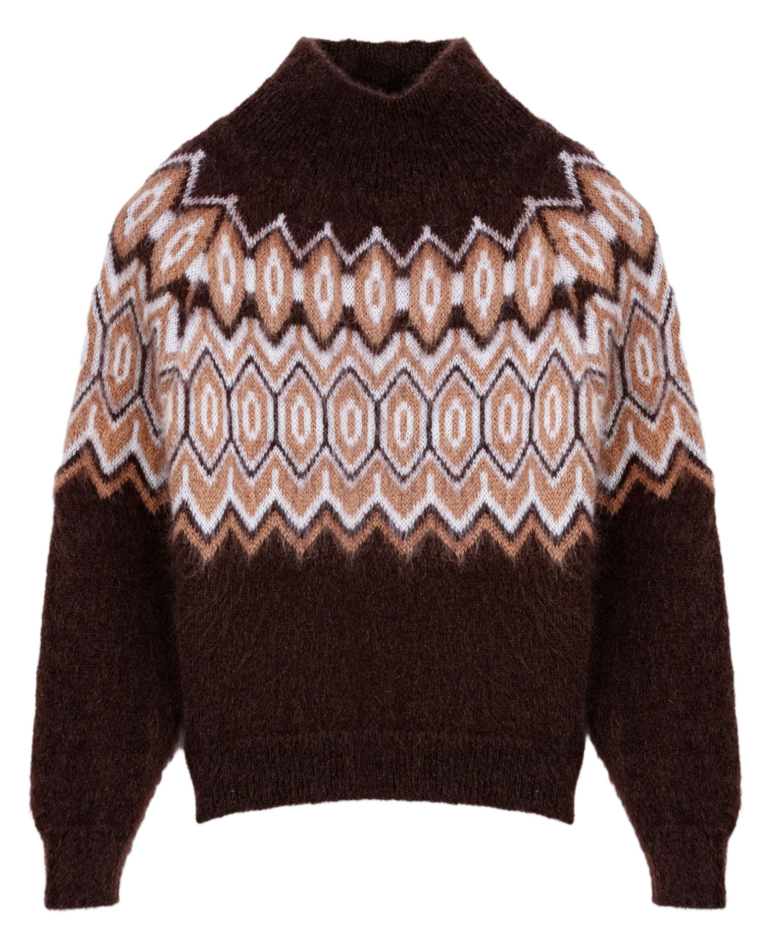 Pull jacquard col montant  MAJE Marron
