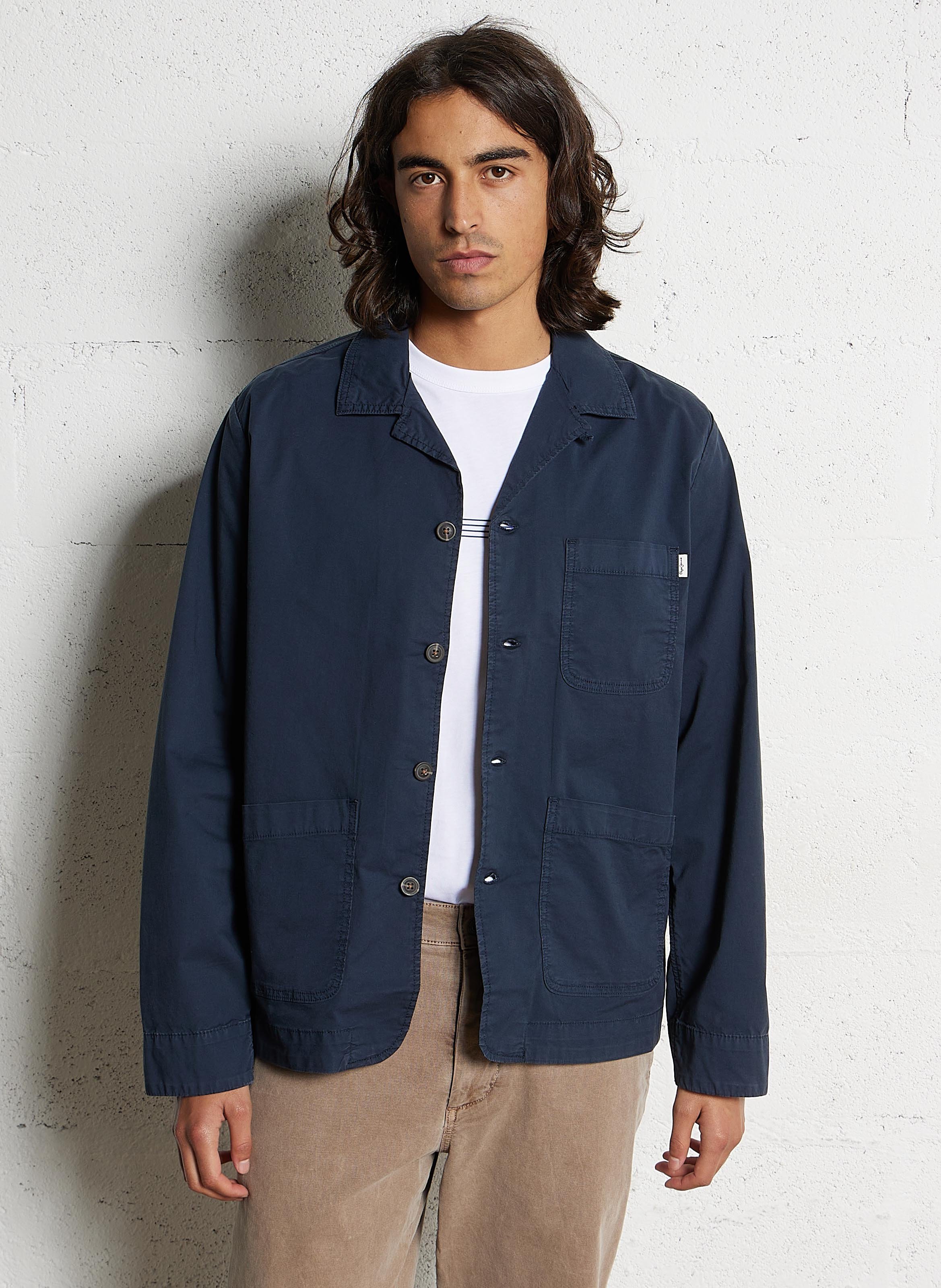 Straight-cut cotton-blend shirt PEPE JEANS Blue