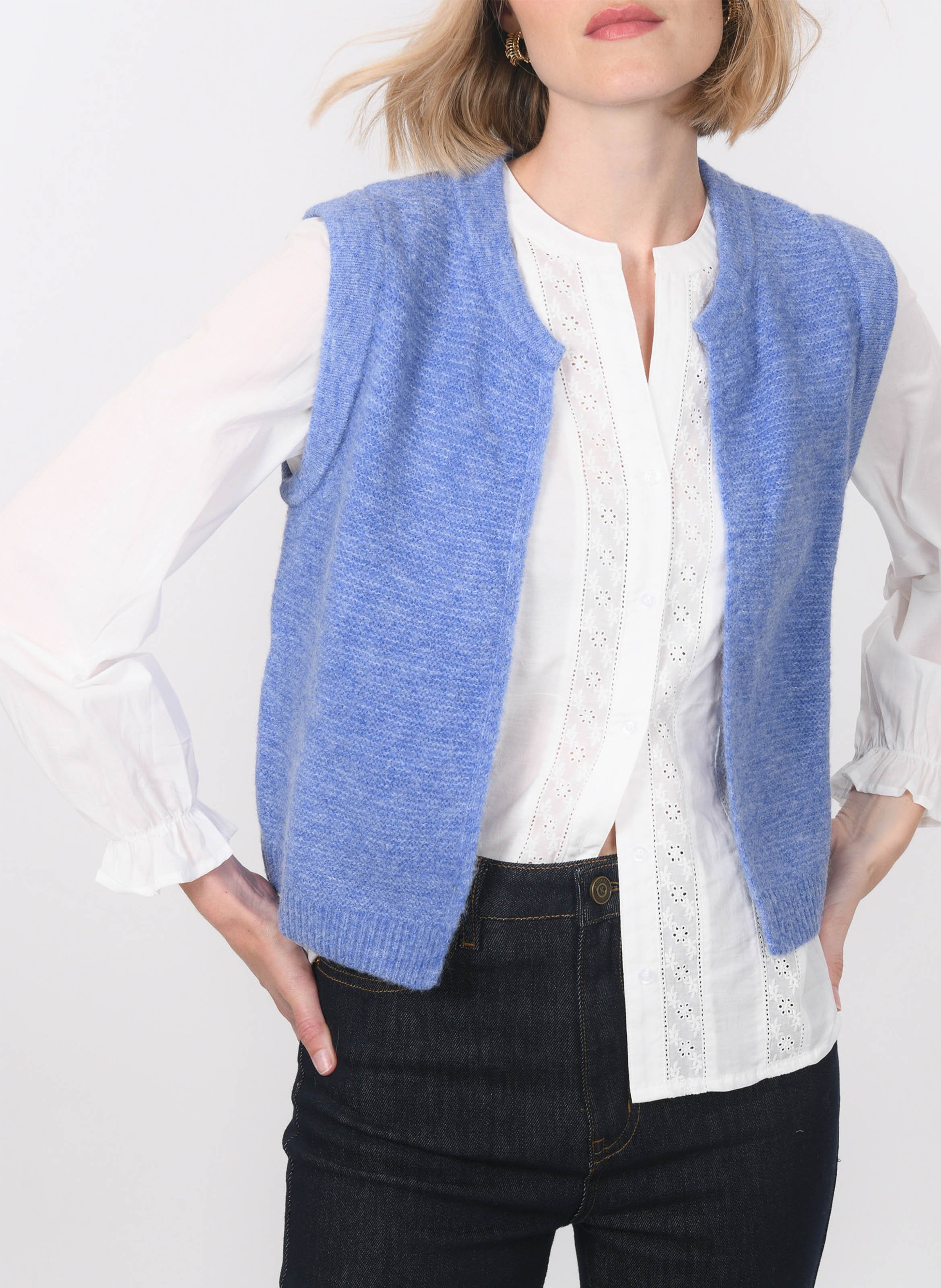 Chemise col rond en coton KOOKAI White