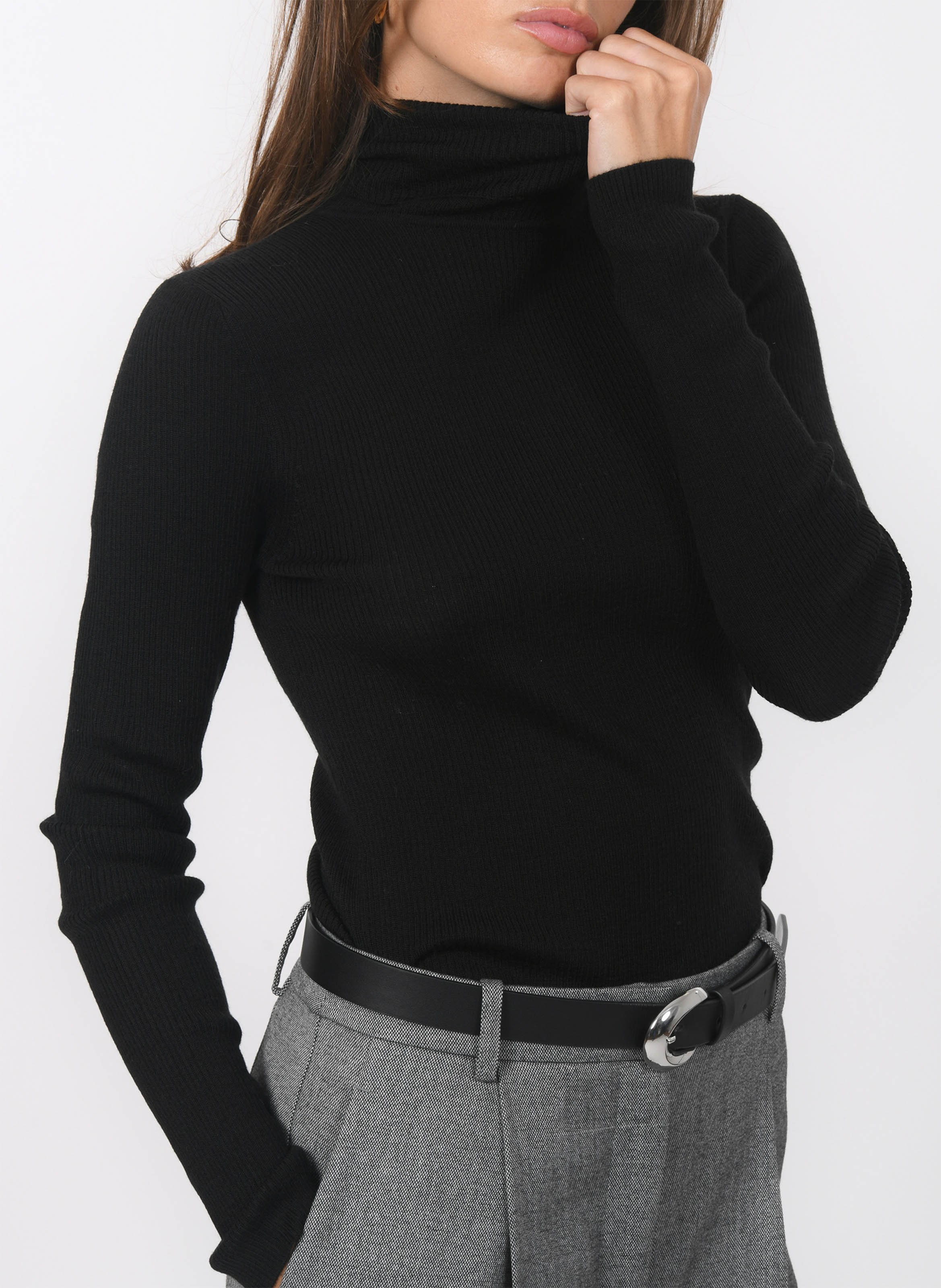 Pull cintré col roulé en laine mélangée KOOKAI Noir