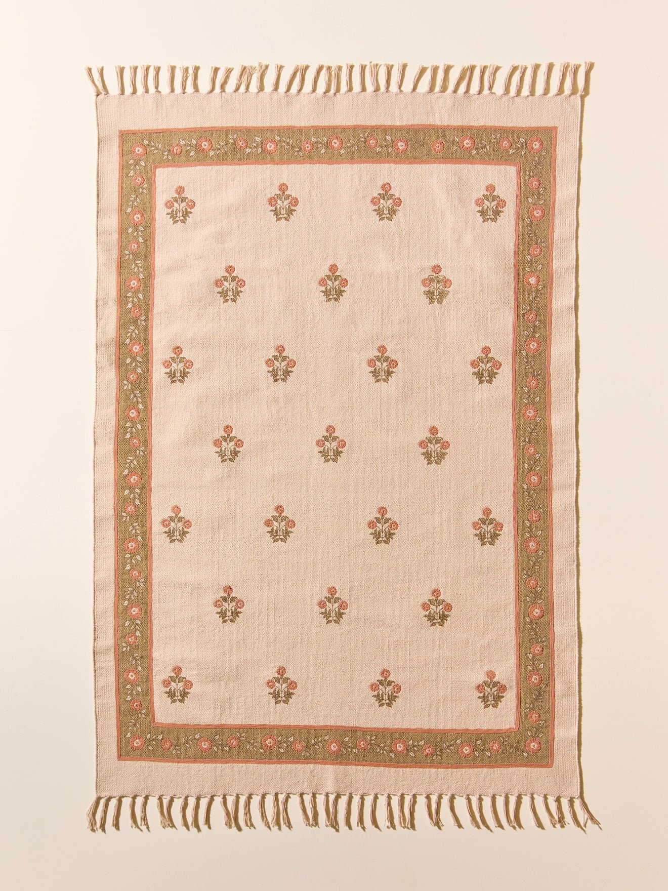 Agathe Cotton Embroidered Rug - Large Size CYRILLUS Beige