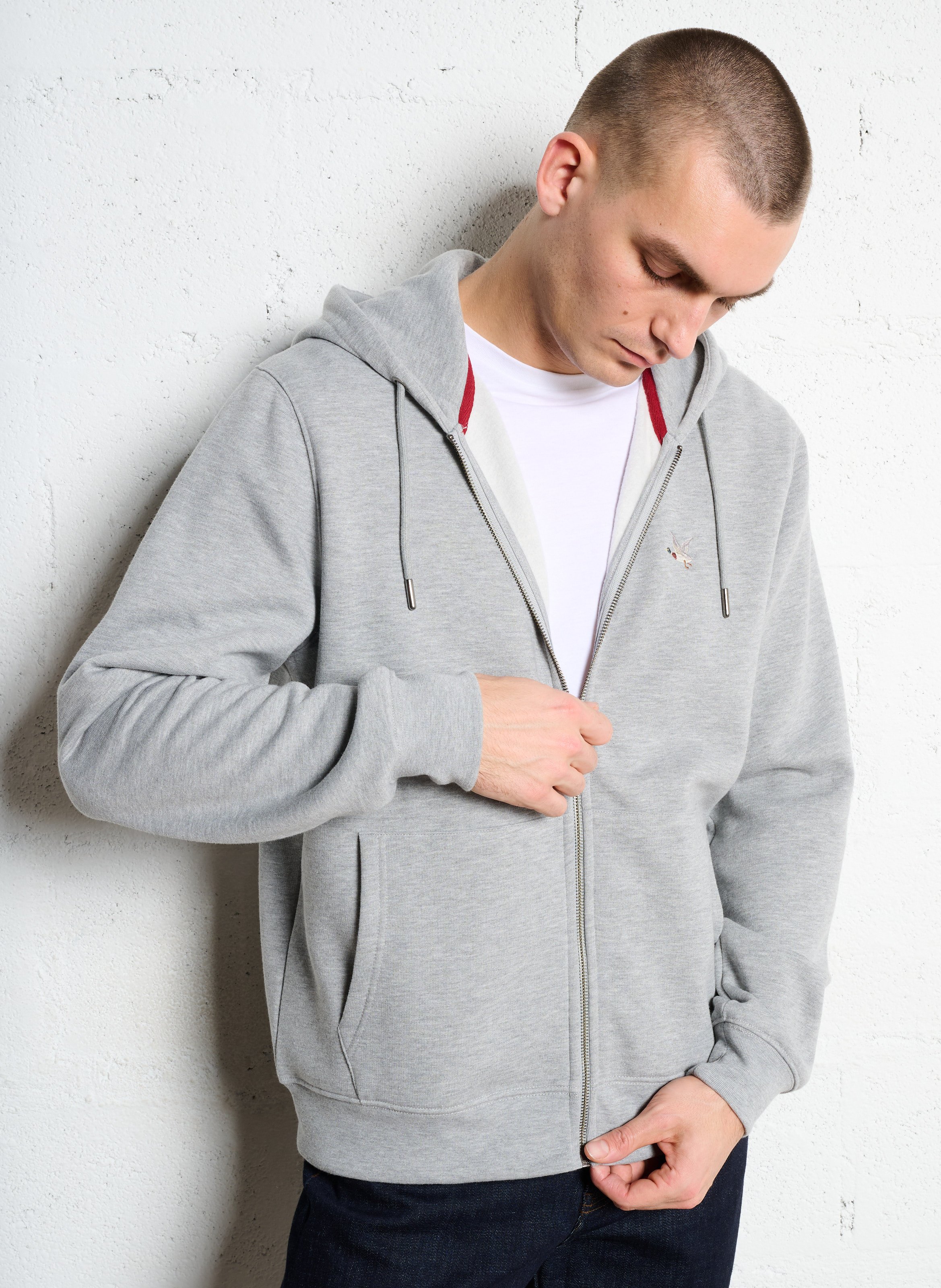 Gerade geschnittenes Kapuzensweatshirt aus Baumwoll-Mix CHEVIGNON Grau