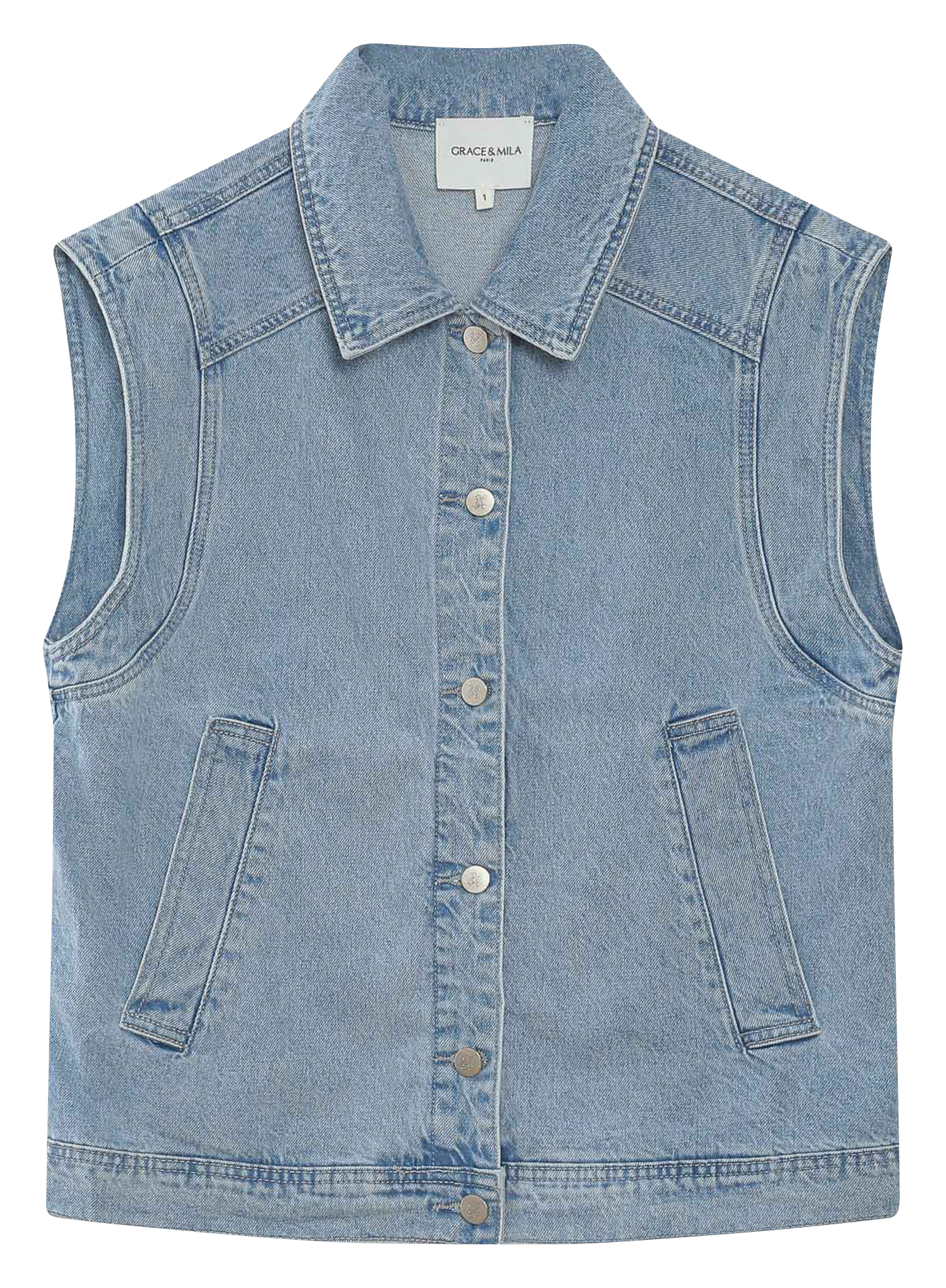 Veste oversize sans manches en denim GRACE ET MILA Bleu