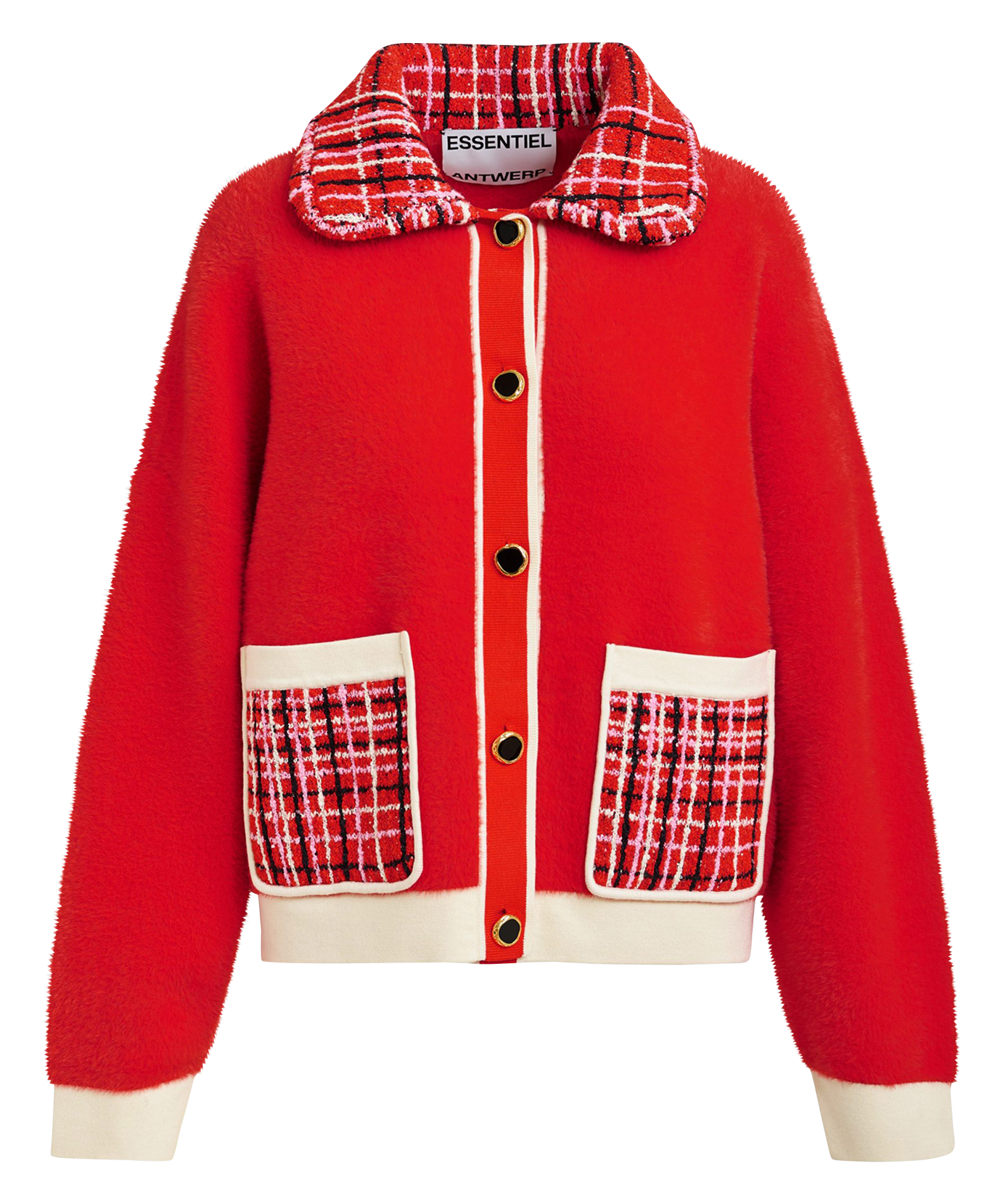 Mantel im Oversize-Stil mit Tweed-Detail ESSENTIEL ANTWERP Rot