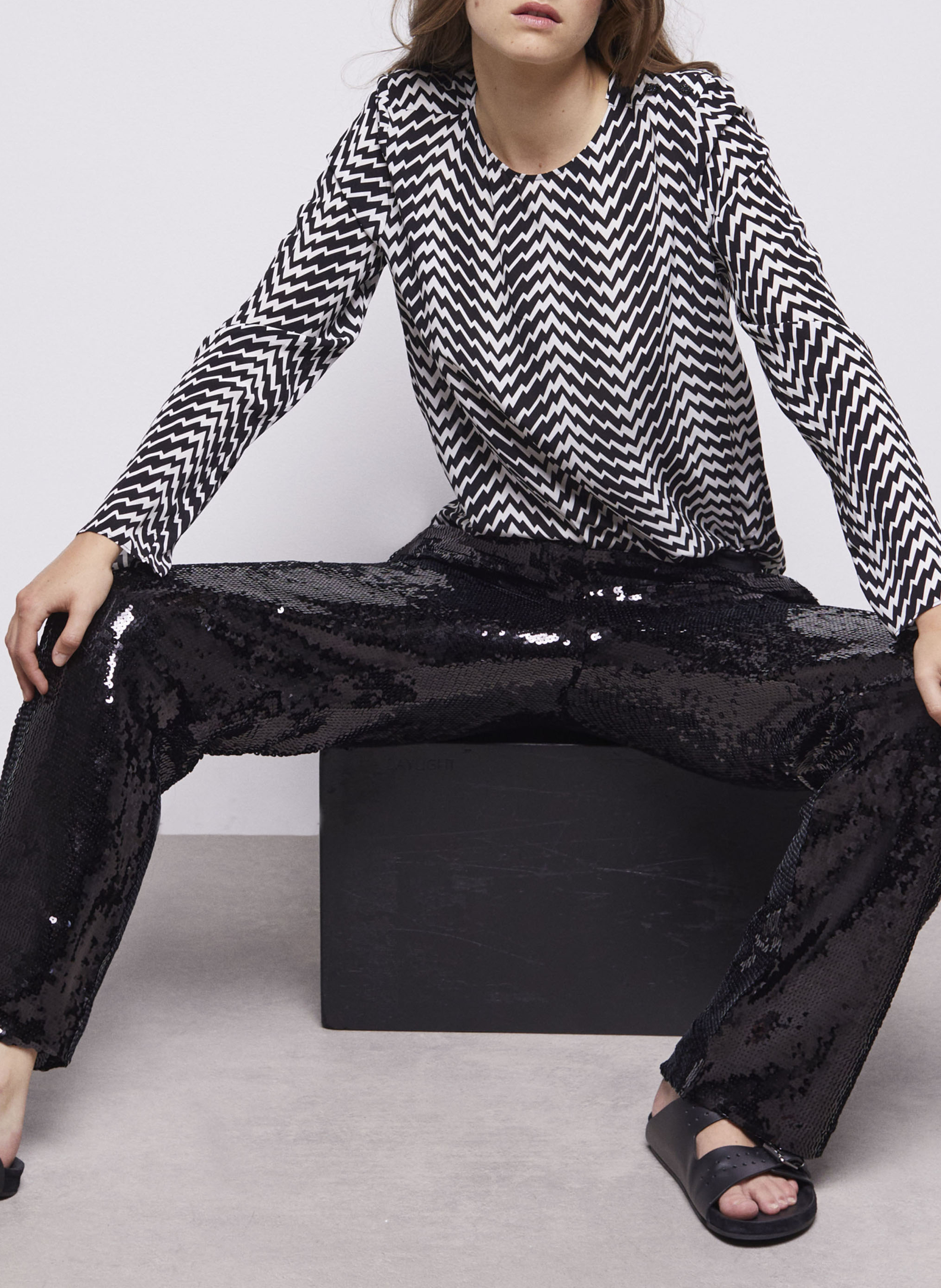 Top imprimé en viscose THE KOOPLES Noir