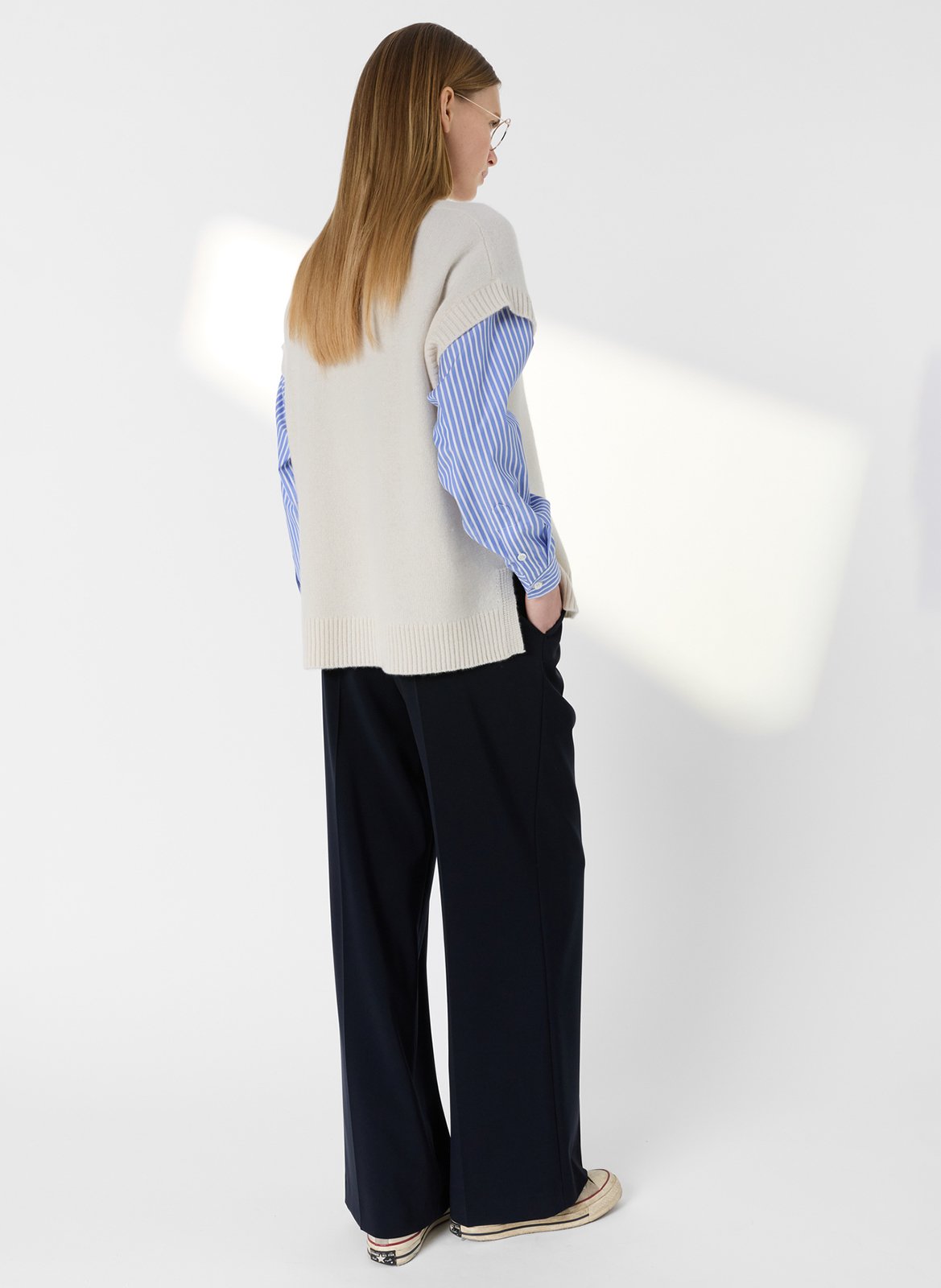 Pull droit col rond en cachemire GERARD DAREL Beige