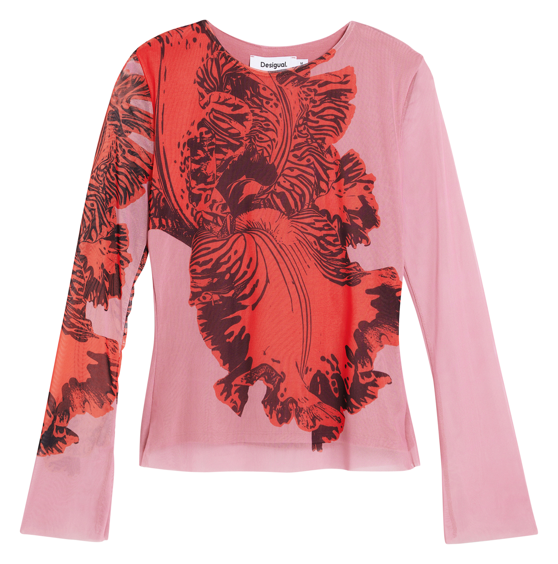 Rechte top met ronde hals en print DESIGUAL Rood