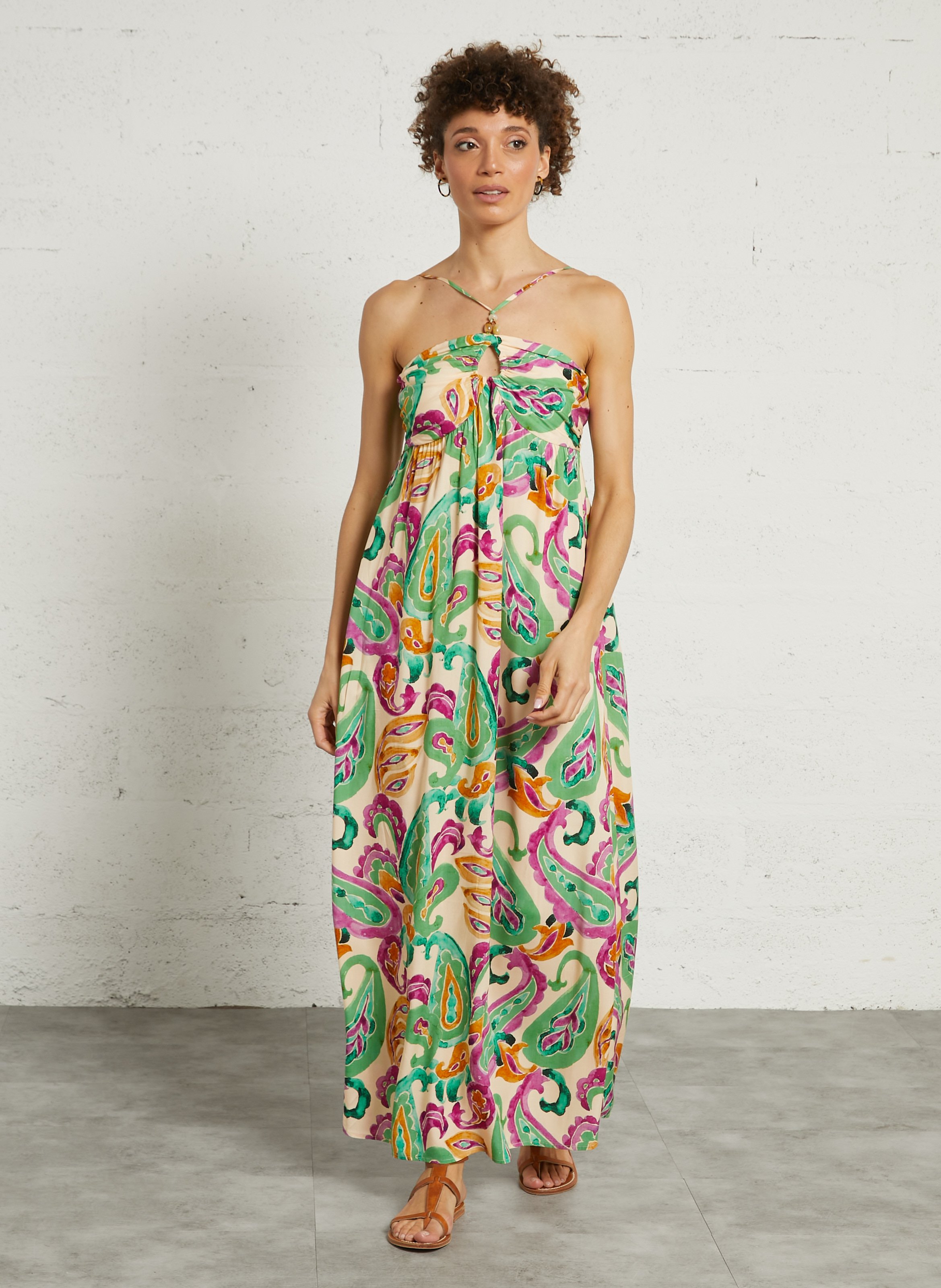 Midi dress with botanical print THE KORNER Multicolored