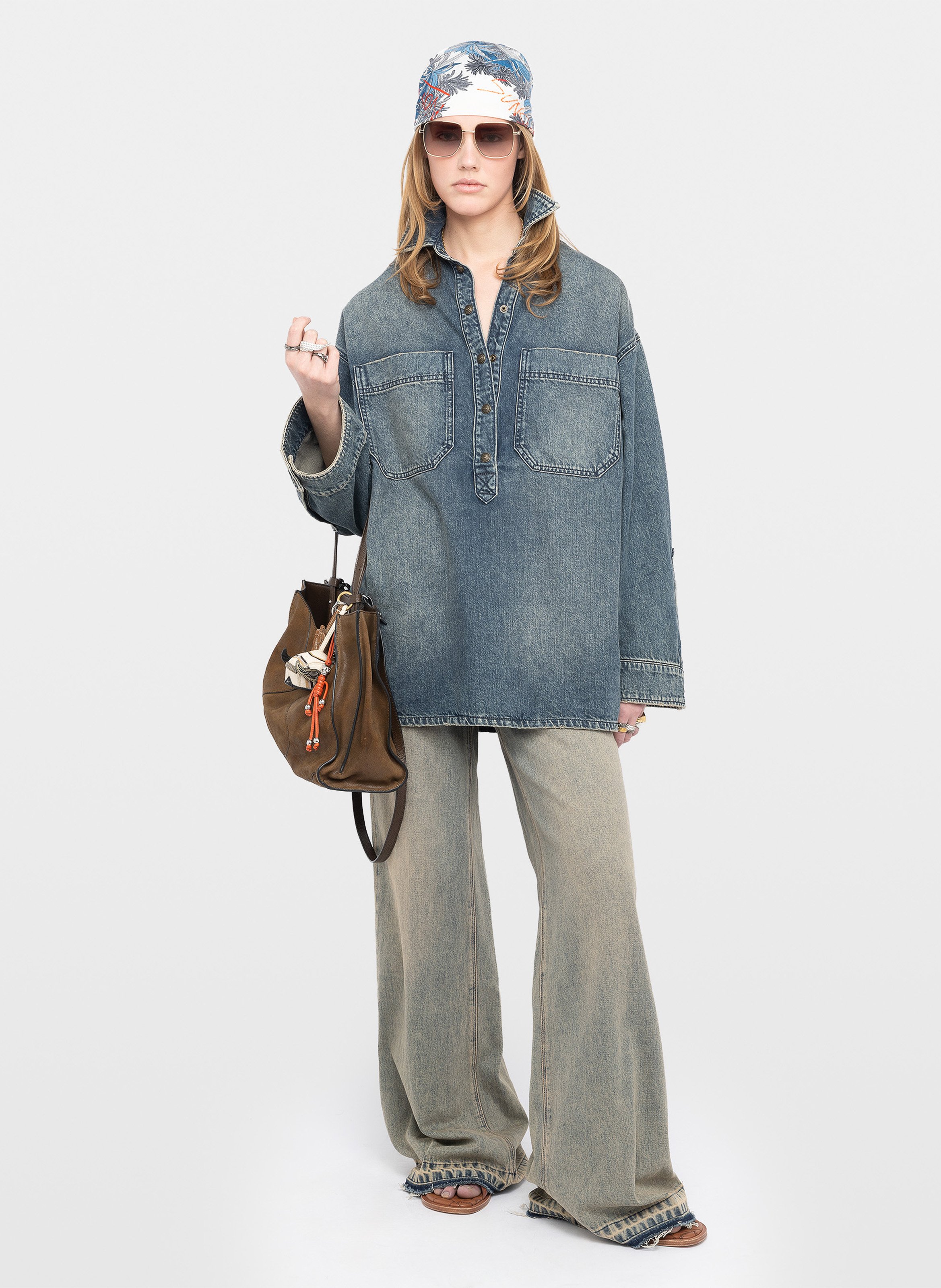 Polo-Kragenbluse aus Baumwolle ZADIG&VOLTAIRE Blau