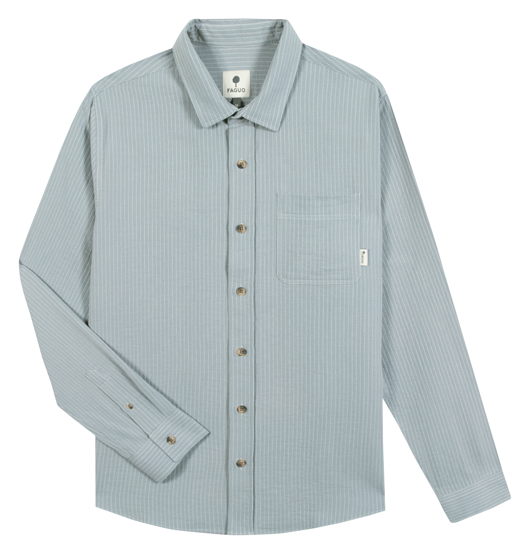 Chemise droite col classique en coton rayé FAGUO Gris