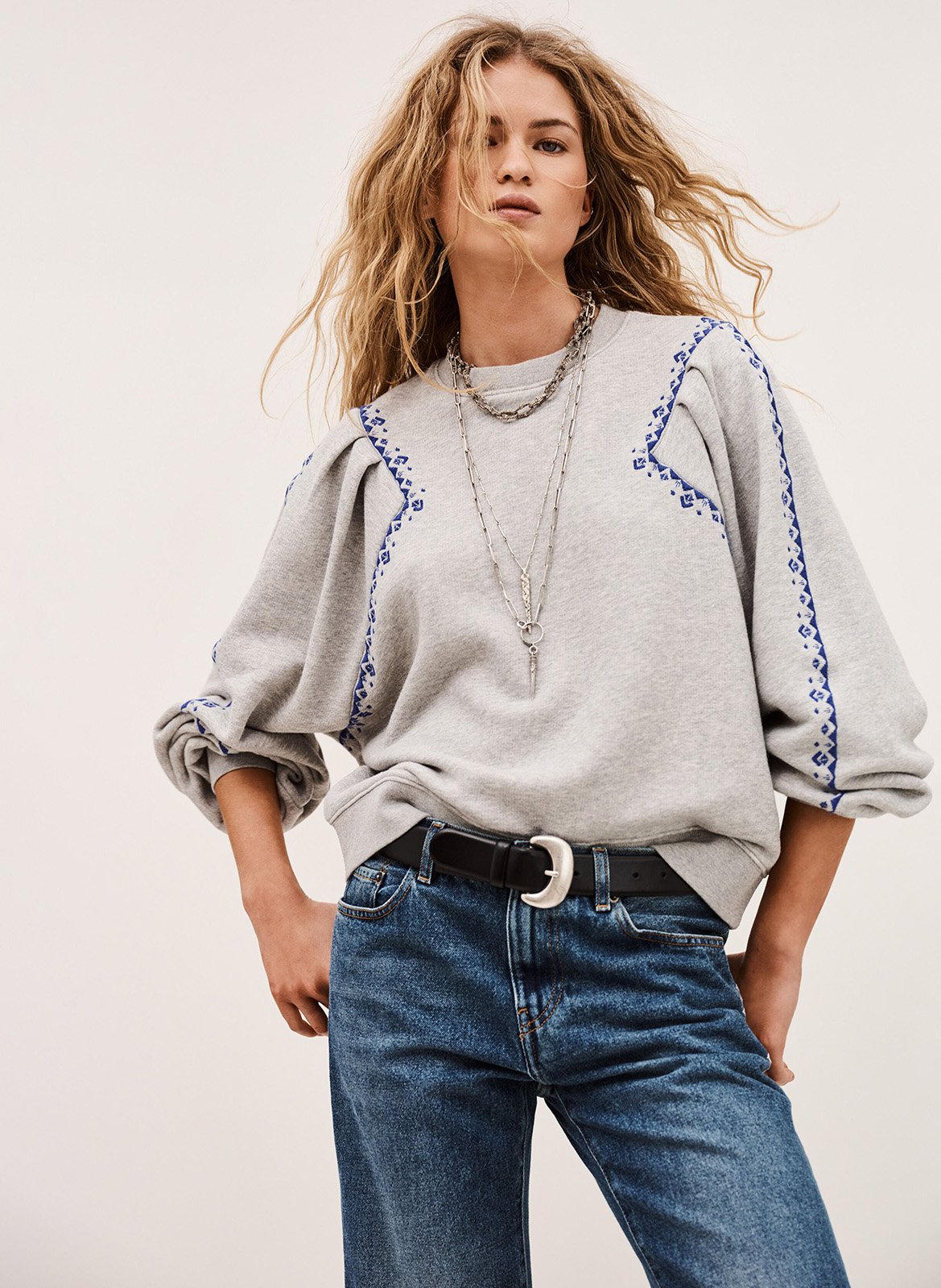 Sweat col rond en coton mélangé BA&SH