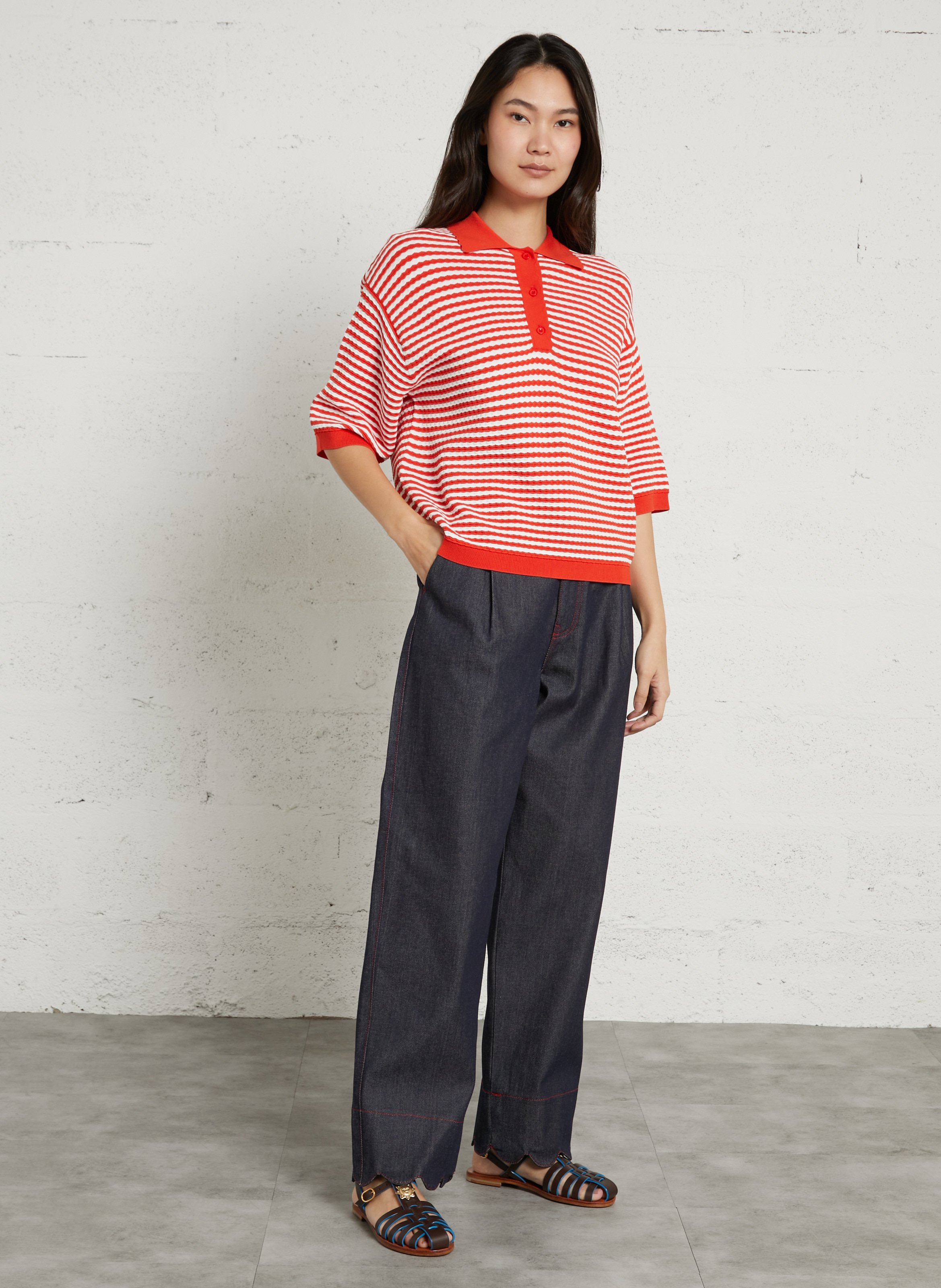 Sandales fisherman en cuir MAMA PRAIA Marron