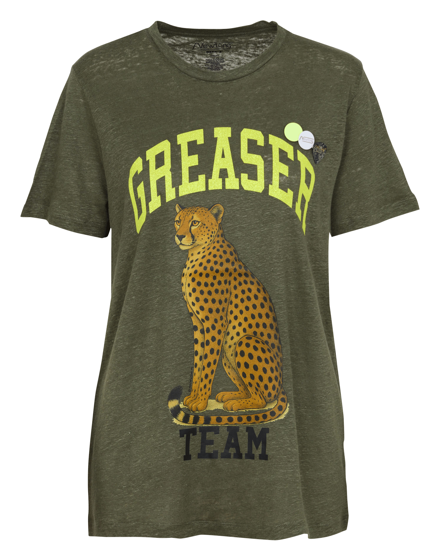 T-shirt taglio dritto scollo tondo serigrafata in lino NEWTONE