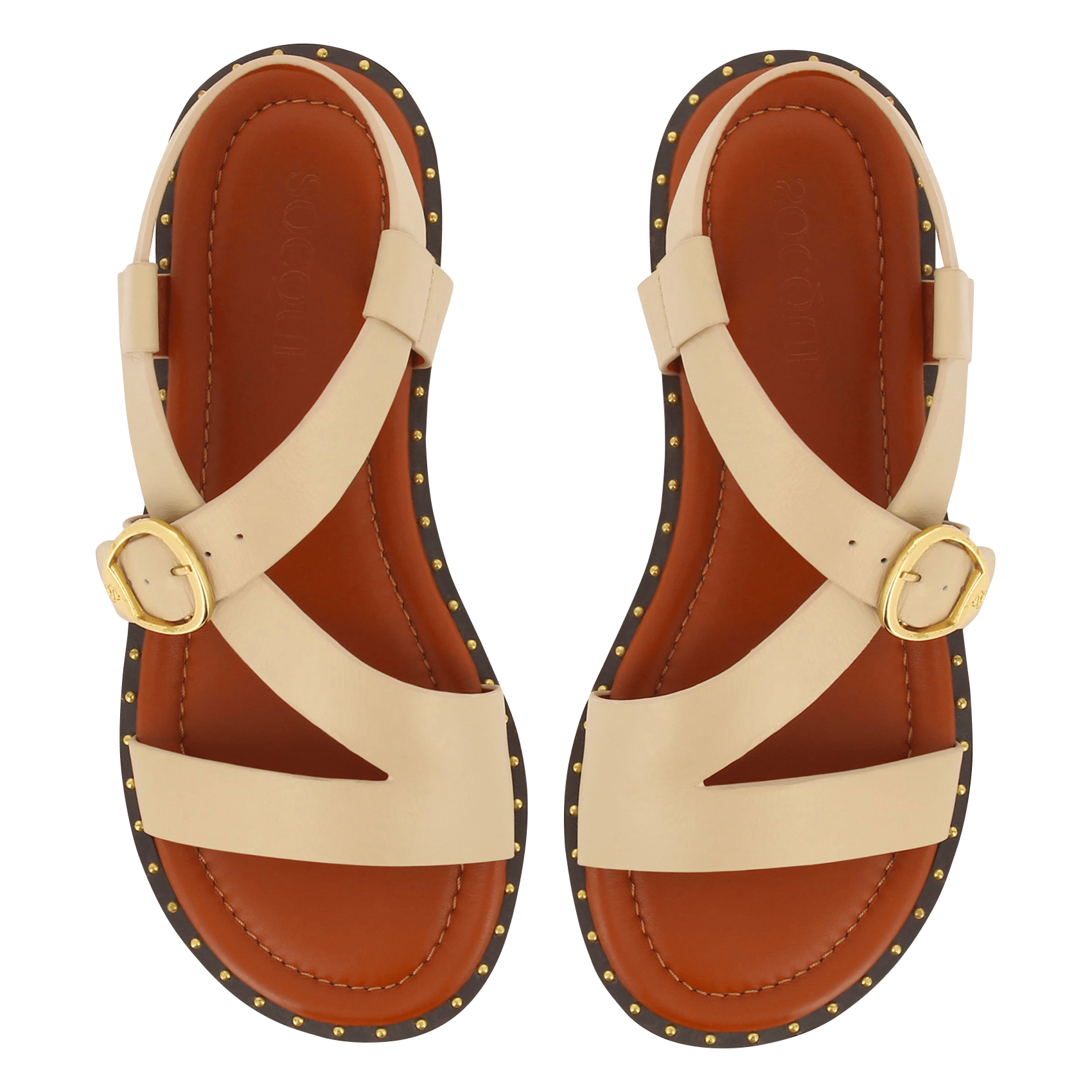 Sandales plates en cuir SOCQUE PARIS Blanc