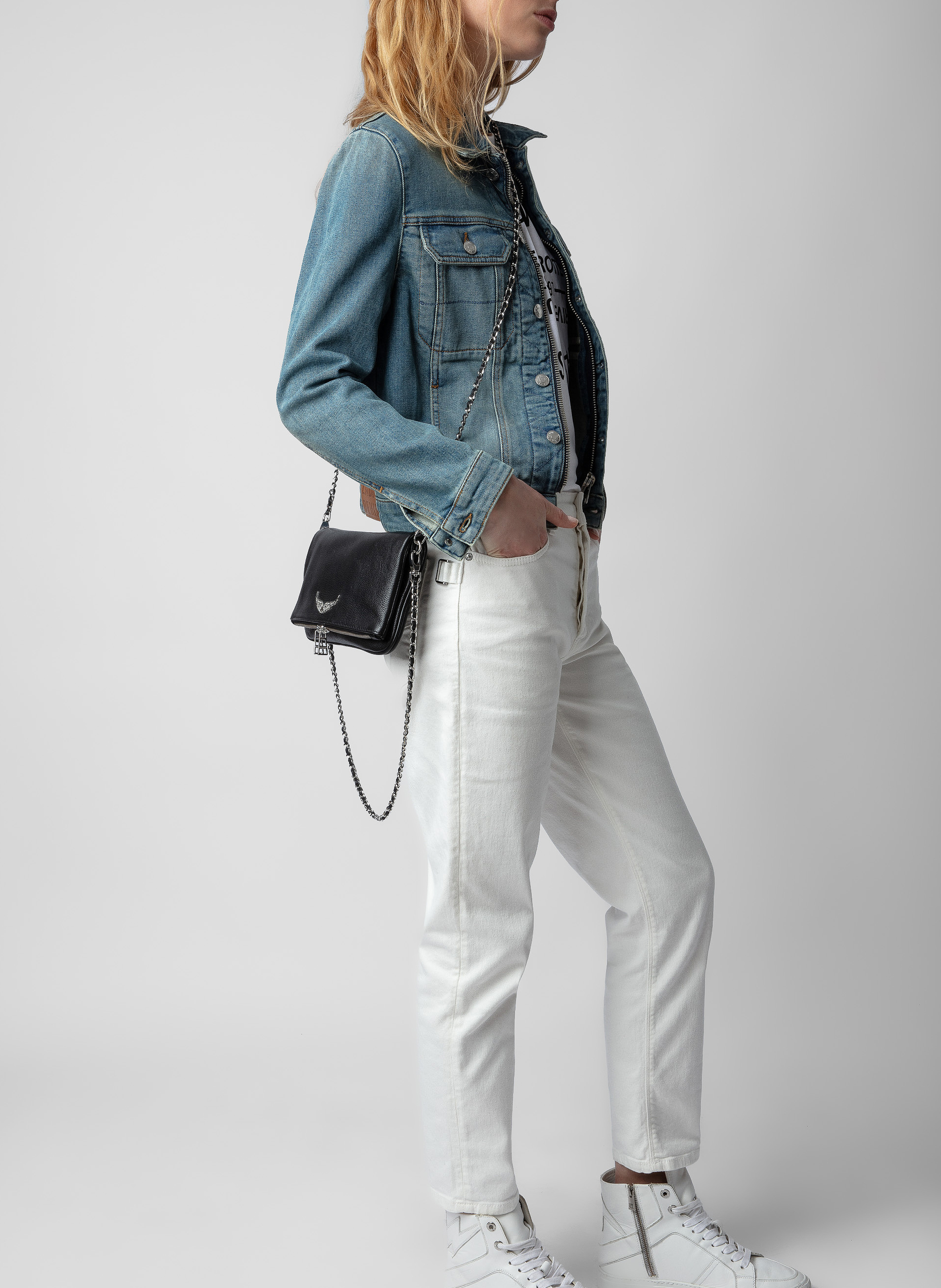 Leder-Clutch mit Metallketten ZADIG&VOLTAIRE Schwarz