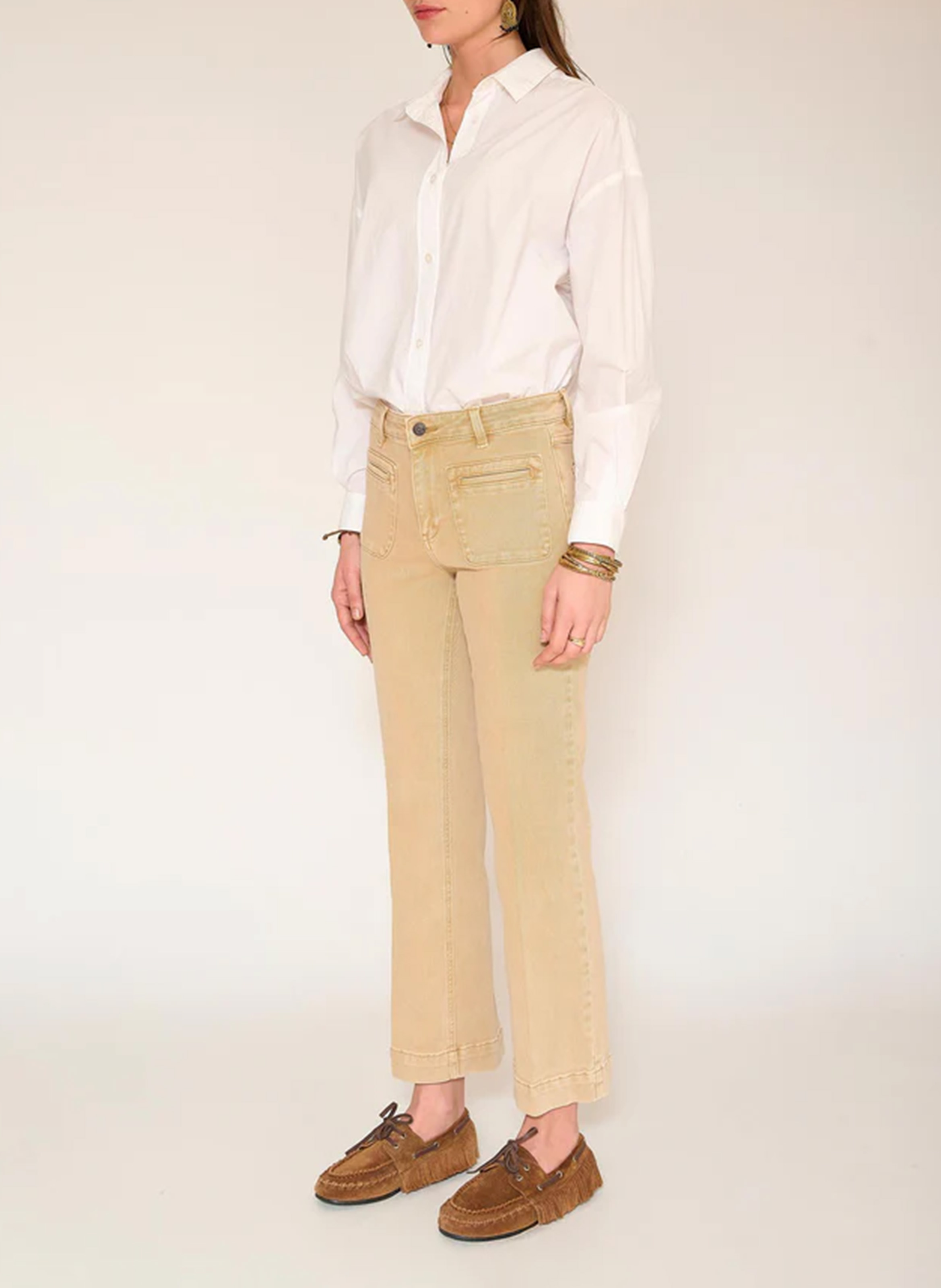 Jean droit en coton mélangé MKT Beige