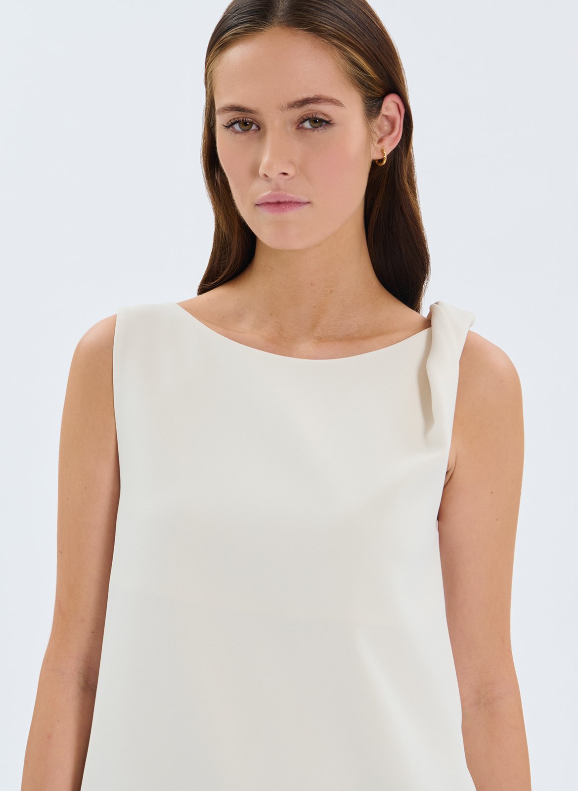 Round-neck stretch viscose top ZAPA White