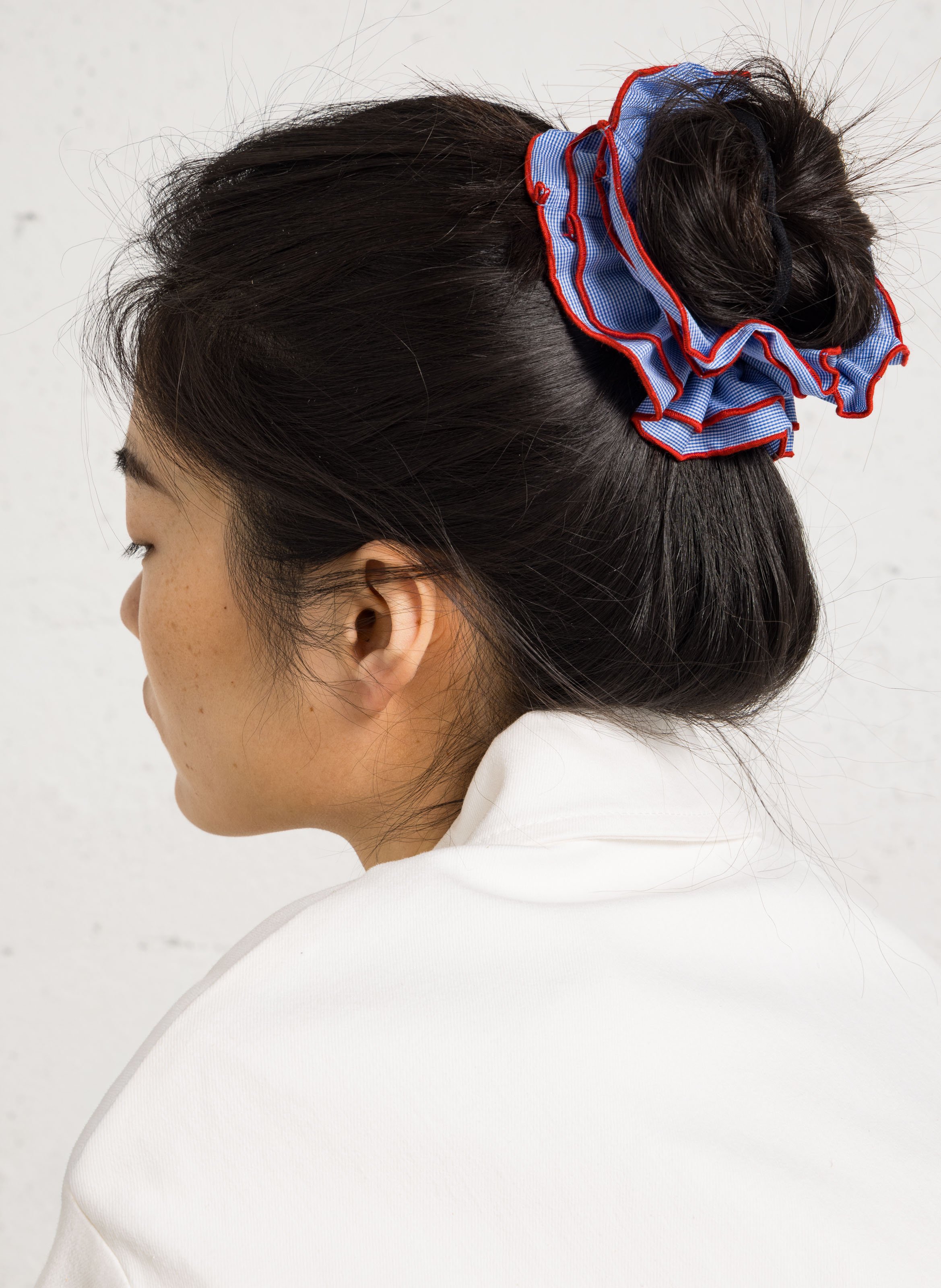 Maxi gingham pattern scrunchie CHOU AU CARRE Blue