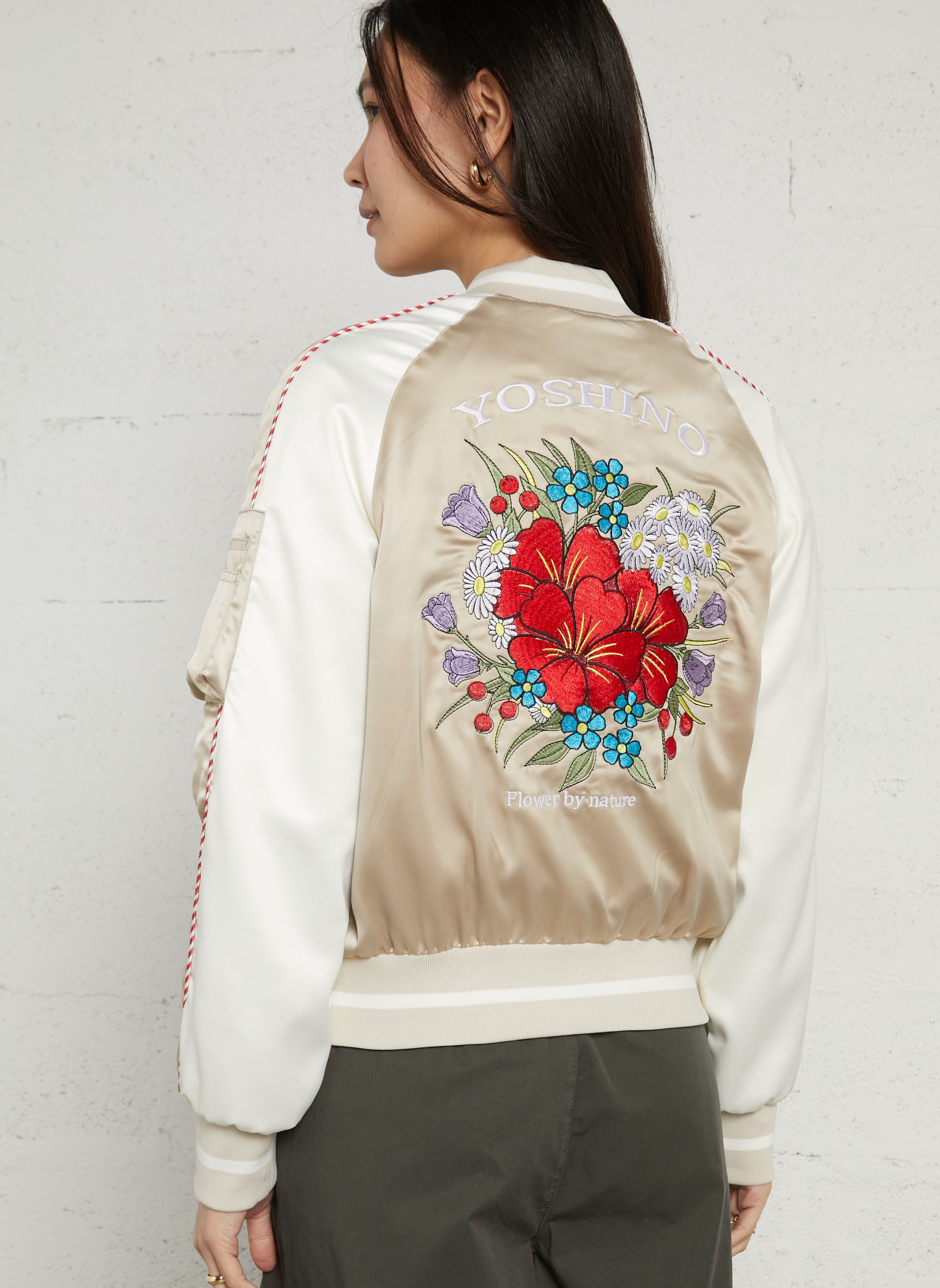 Straight jacket with embroidered teddy collar BOMBERS ORIGINAL Beige