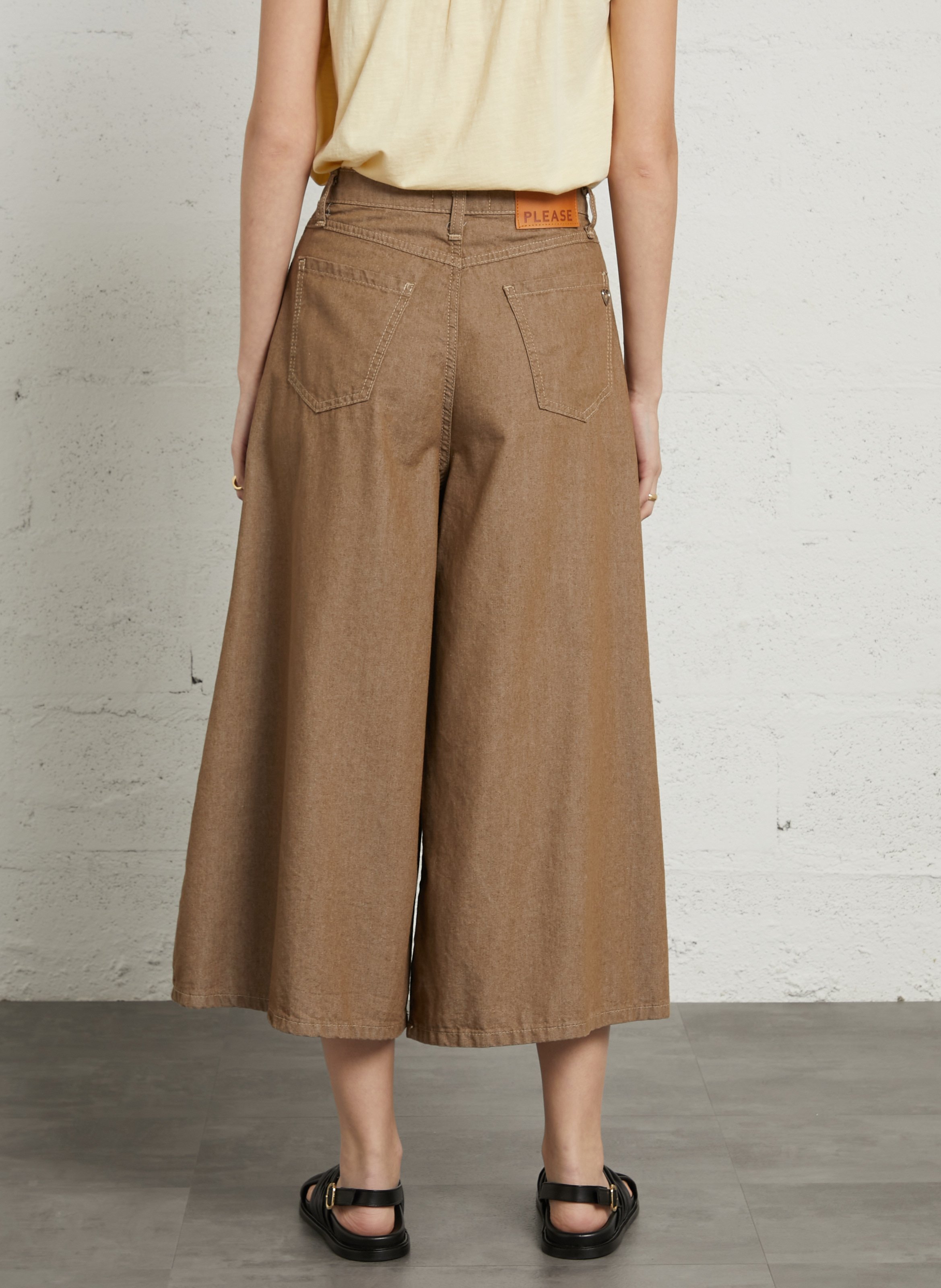 Cotton blend culottes skirt pants PLEASE Green