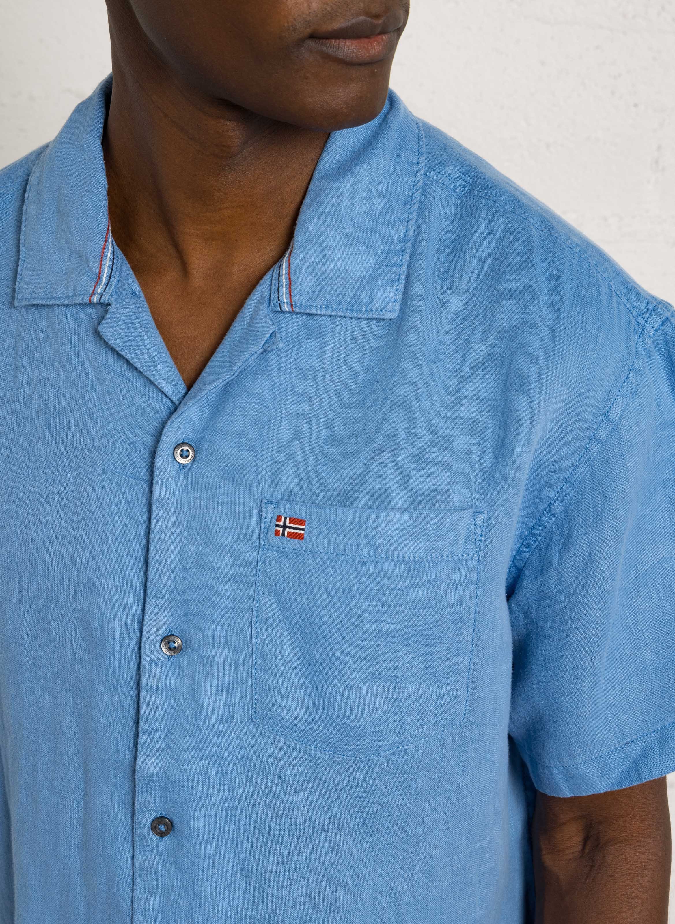 Gerade geschnittenes Leinenhemd NAPAPIJRI Blau